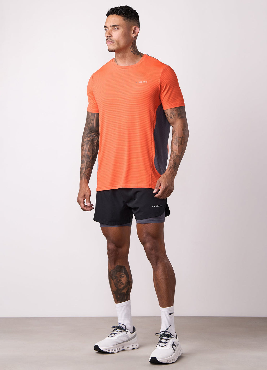 Gym King Progress Performance Tee - Hot Orange/Graphite
