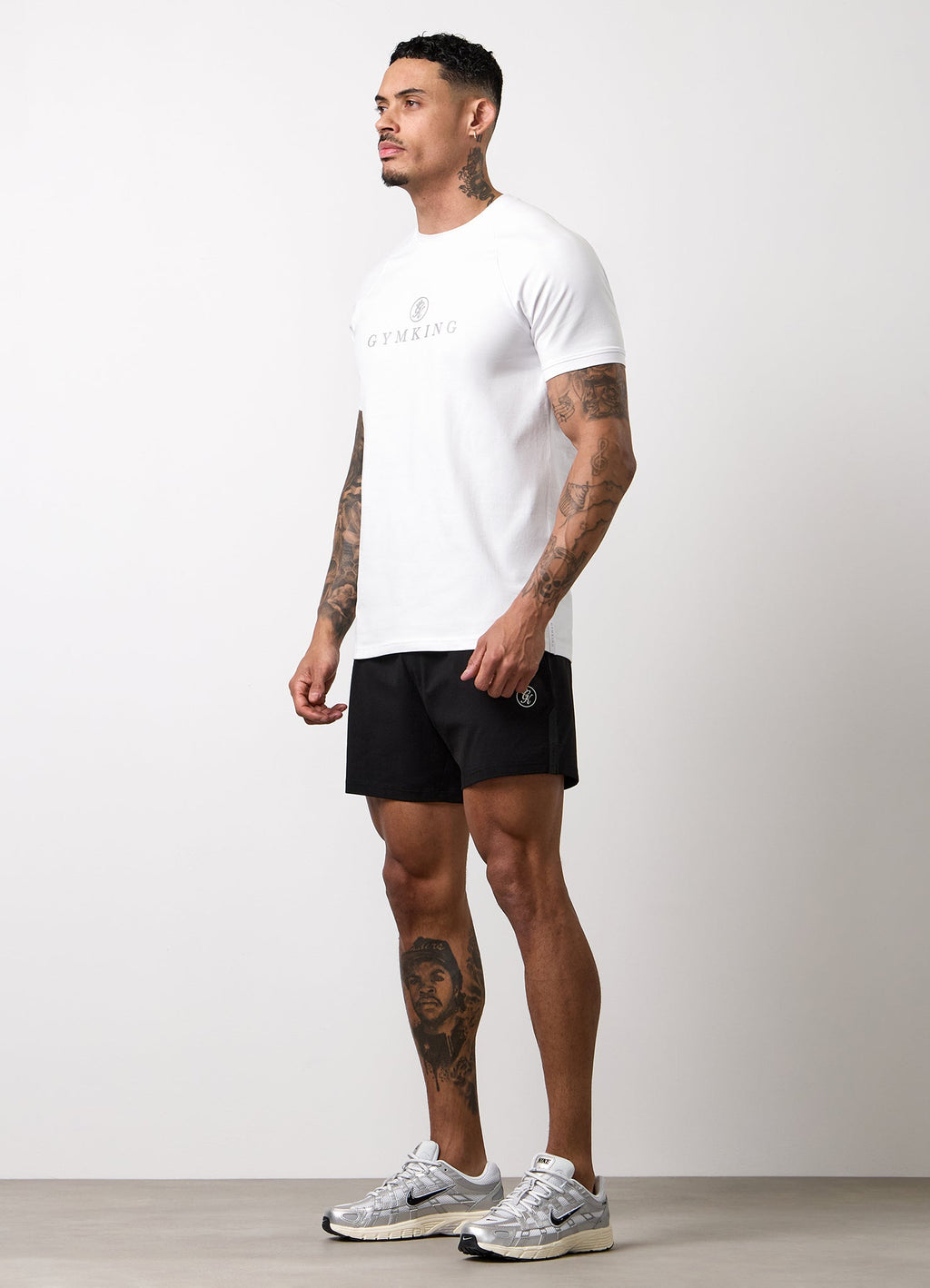 Gym King Pro Logo Jersey 6" Short - Black/White