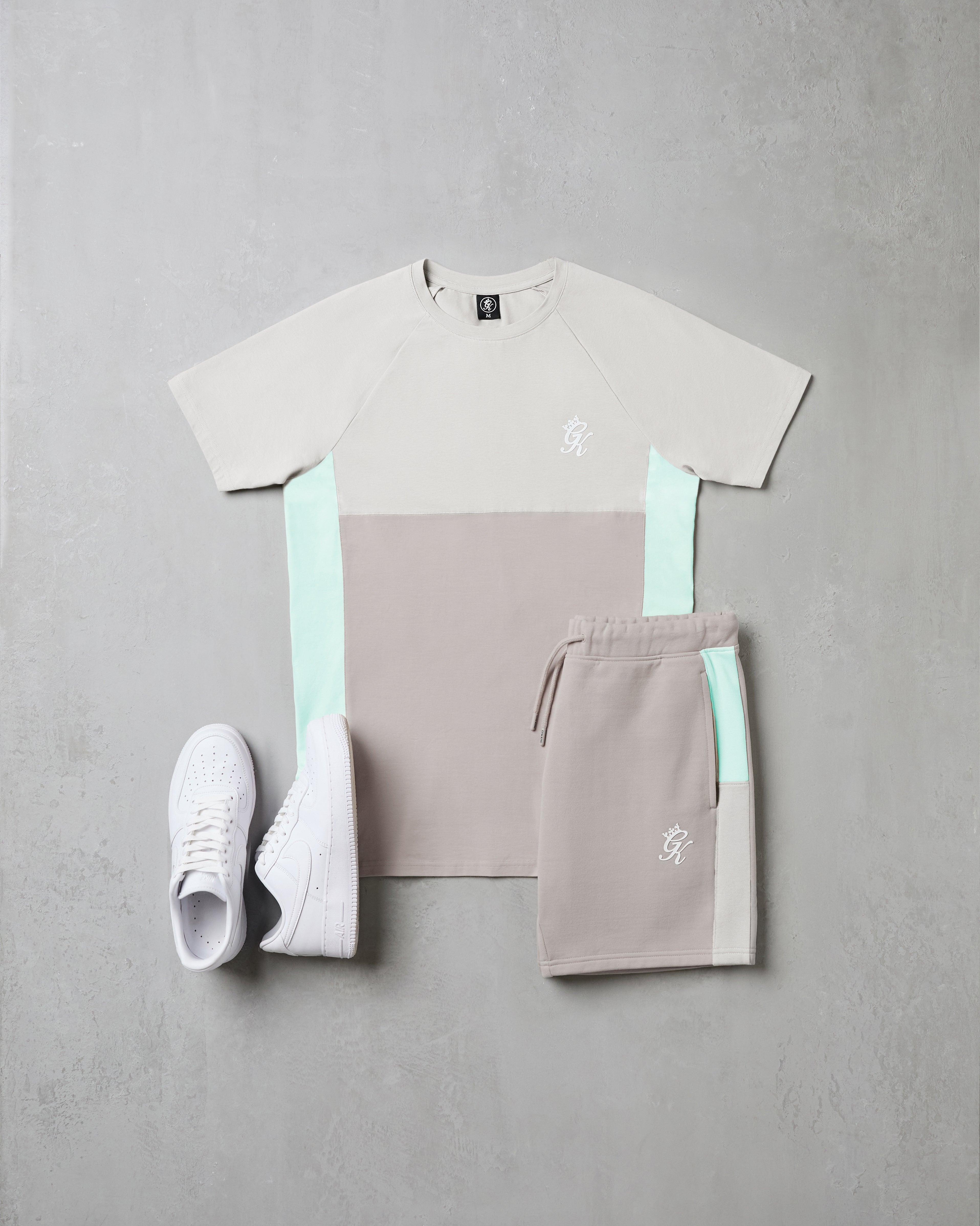 Gym King Contrast Panel Jersey Tee - Urban Grey/Light Grey/Mint
