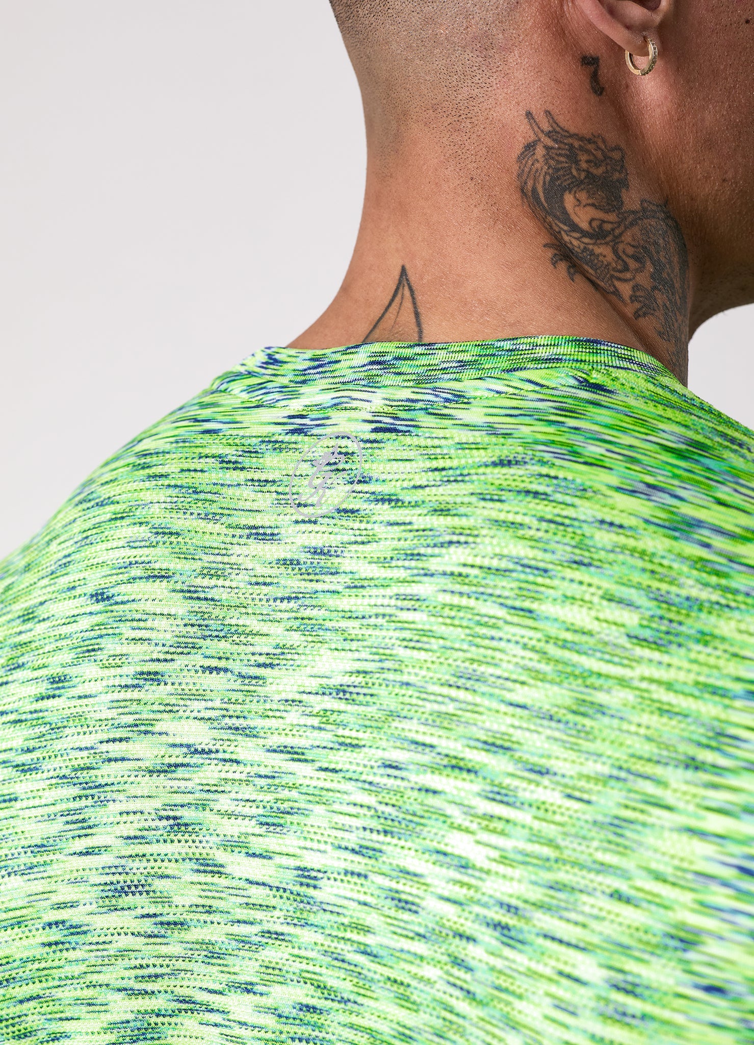 Gym King Energy Seamless Space Dye Tee - Lime/Navy Grindle