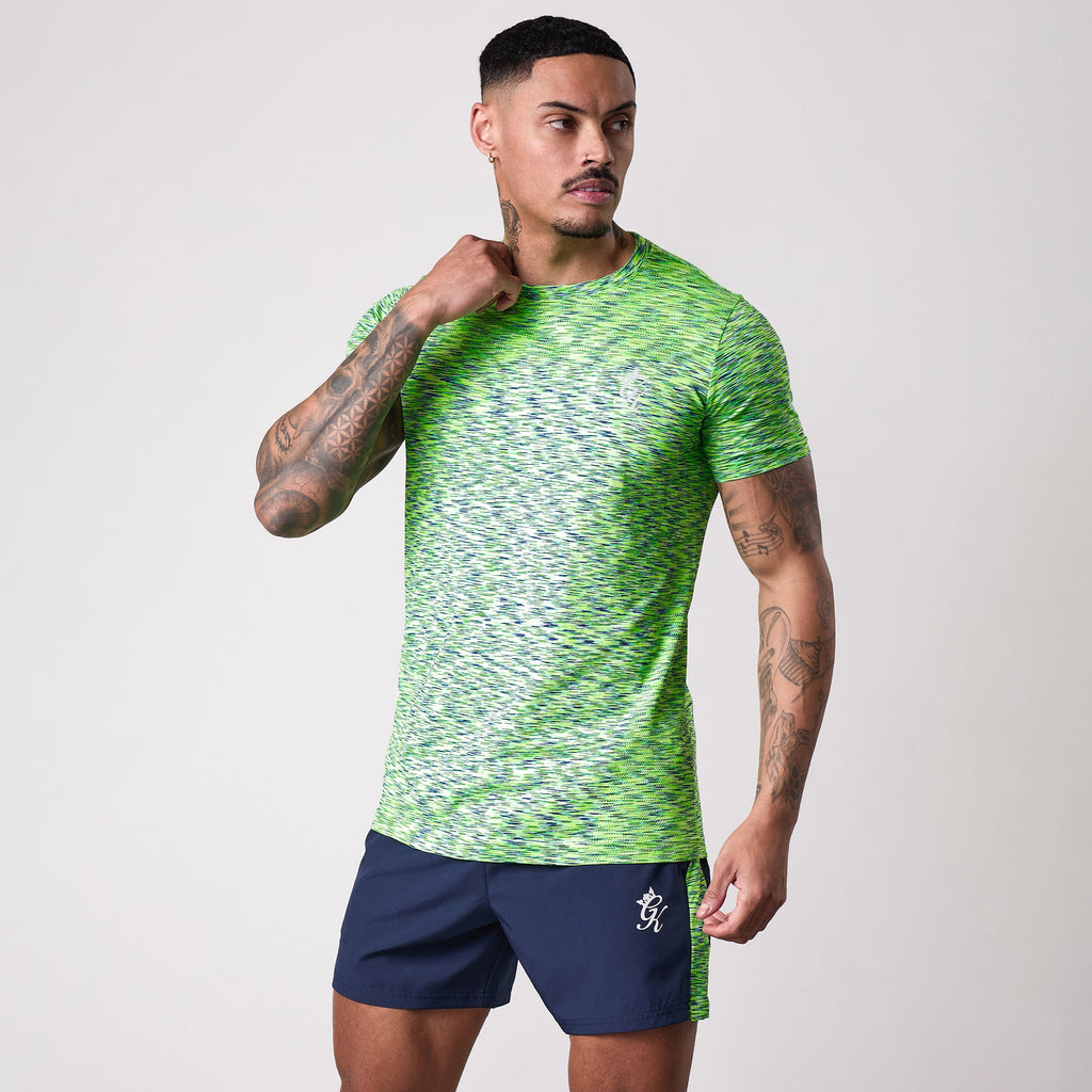 Gym King Energy Seamless Space Dye Tee - Lime/Navy Grindle