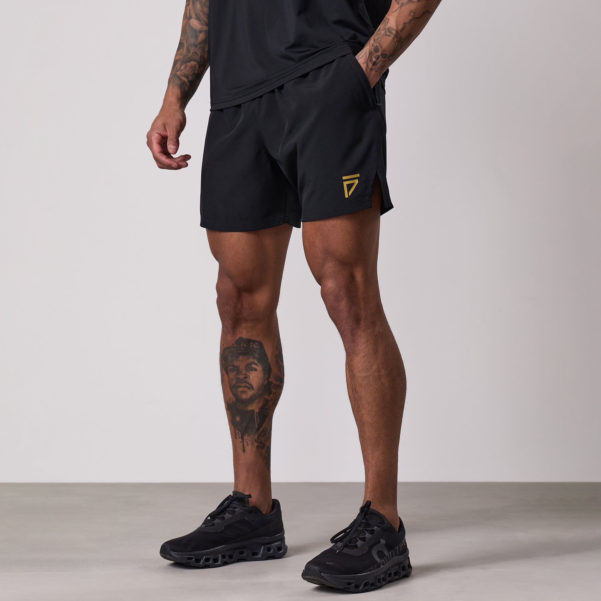 Gym King Fight Division Training 5" Short - Black/Gold