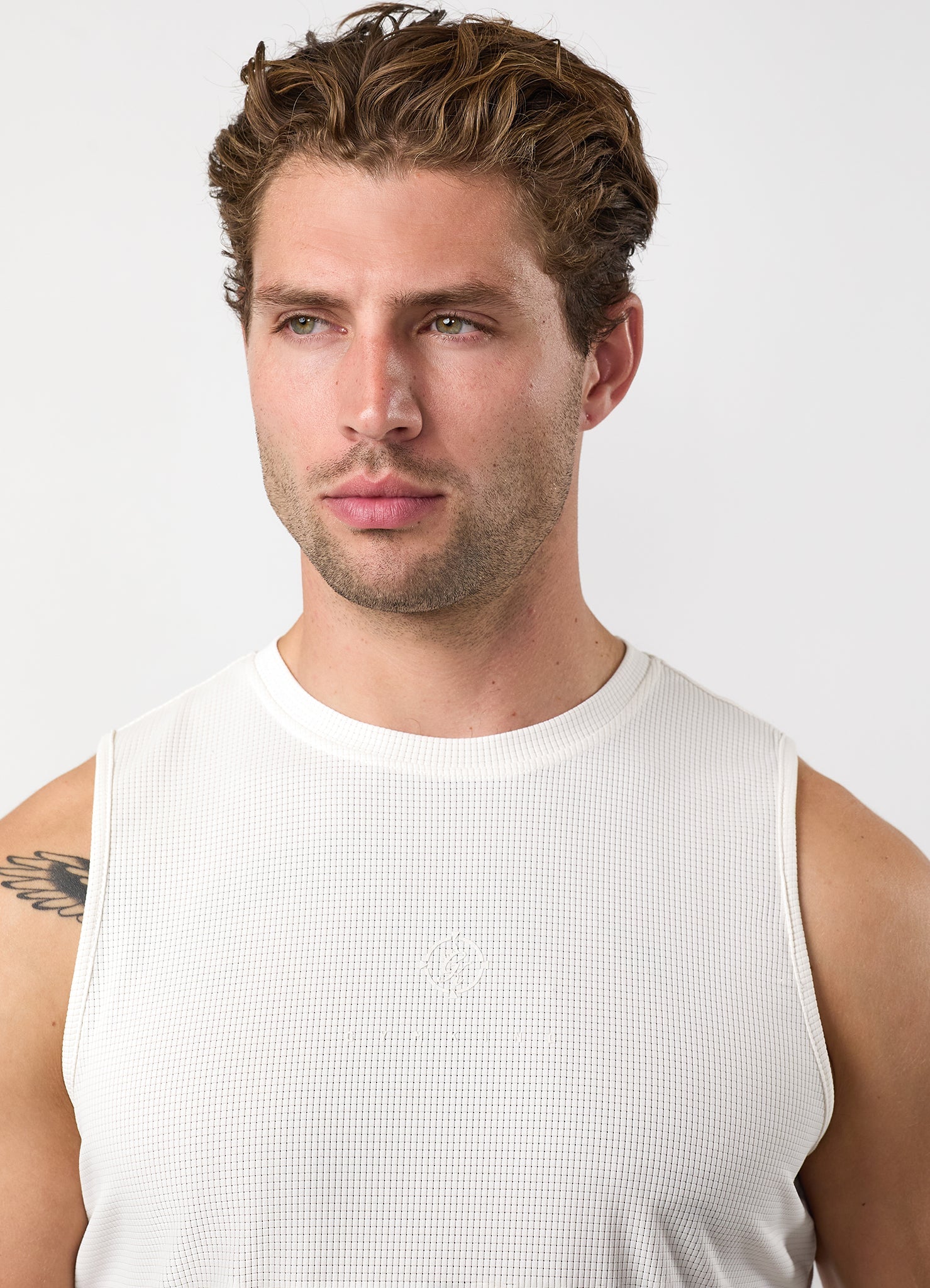 Gym King Rebellion Grit AOP Vest - Cream