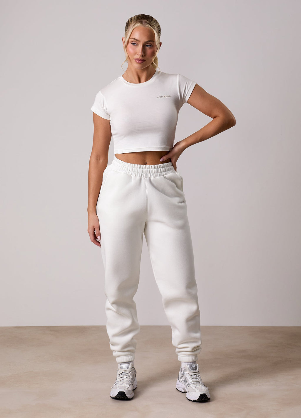 Gym King 365 Crop Jersey Tee - Cream