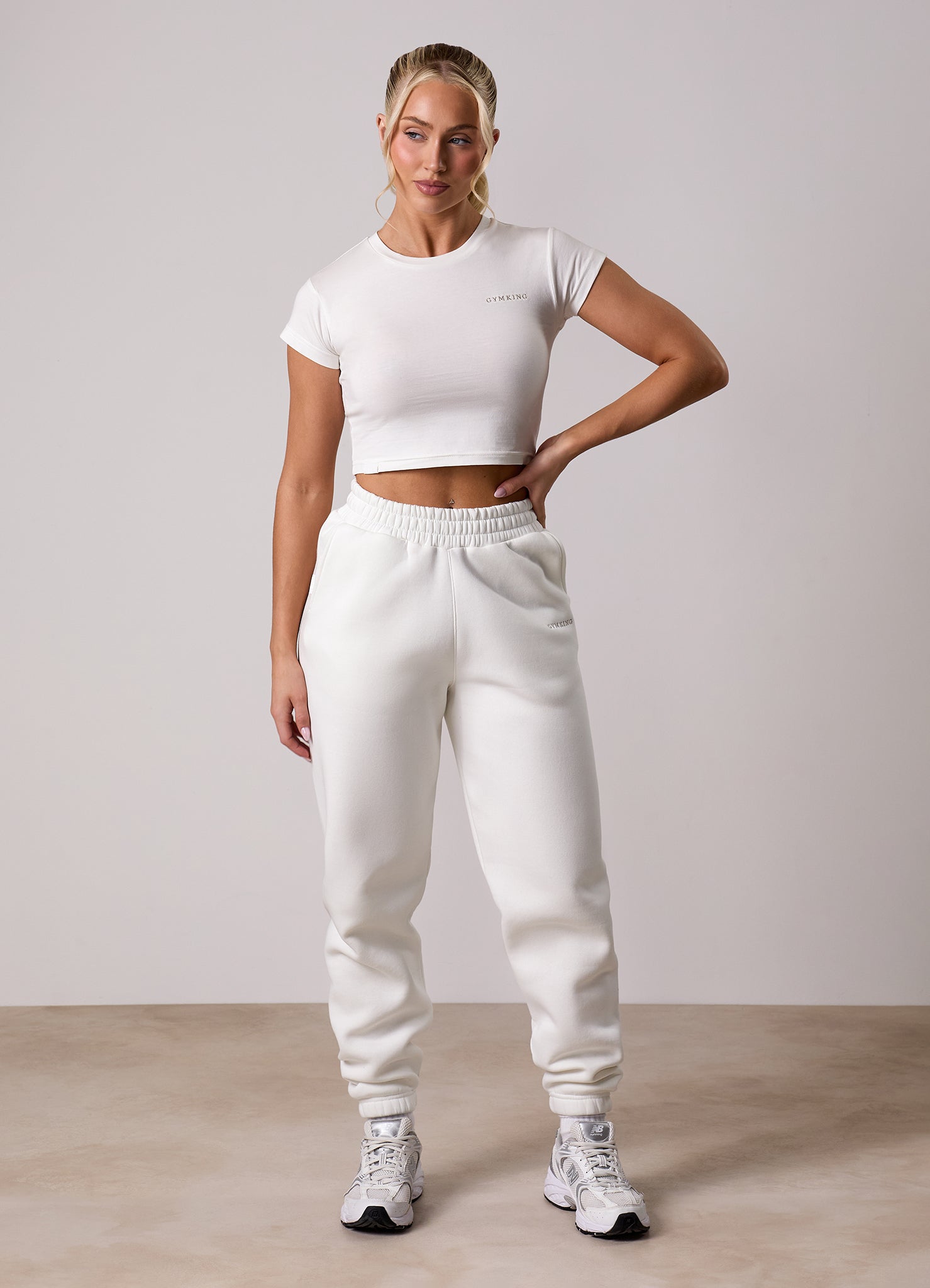 Gym King 365 Crop Jersey Tee - Cream