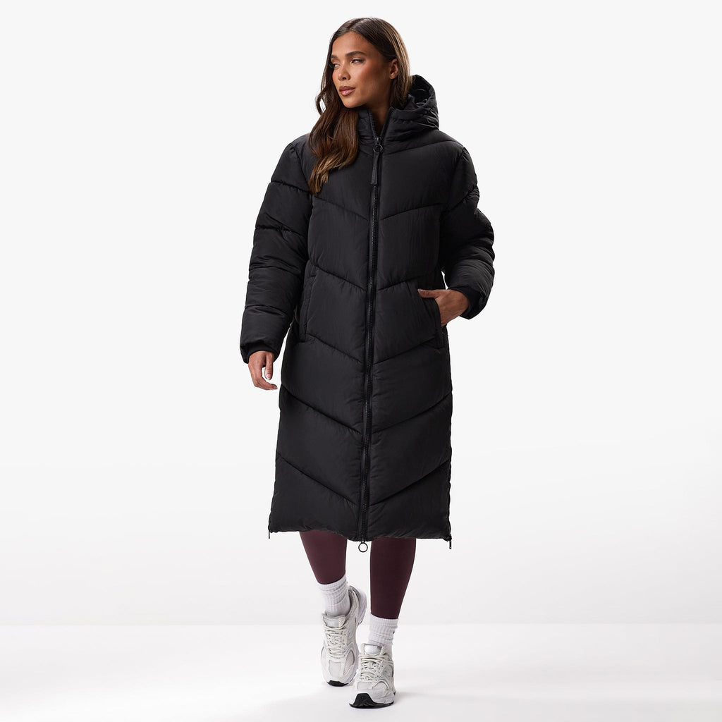 Gym King Chevron Longline Puffer - Black