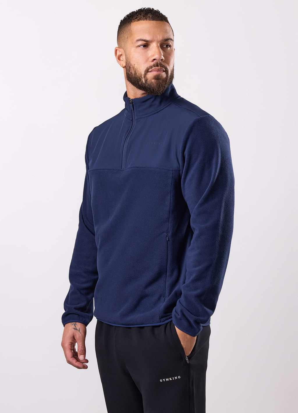 Gym King Linear 1/4 Zip Polar Fleece - Navy