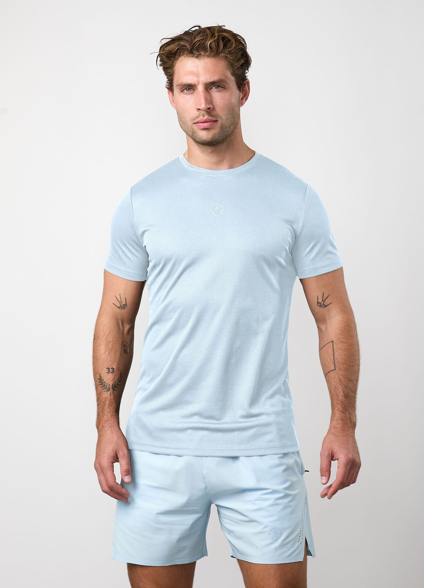 Gym King Rebellion Echo AOP Tee - Sky Blue