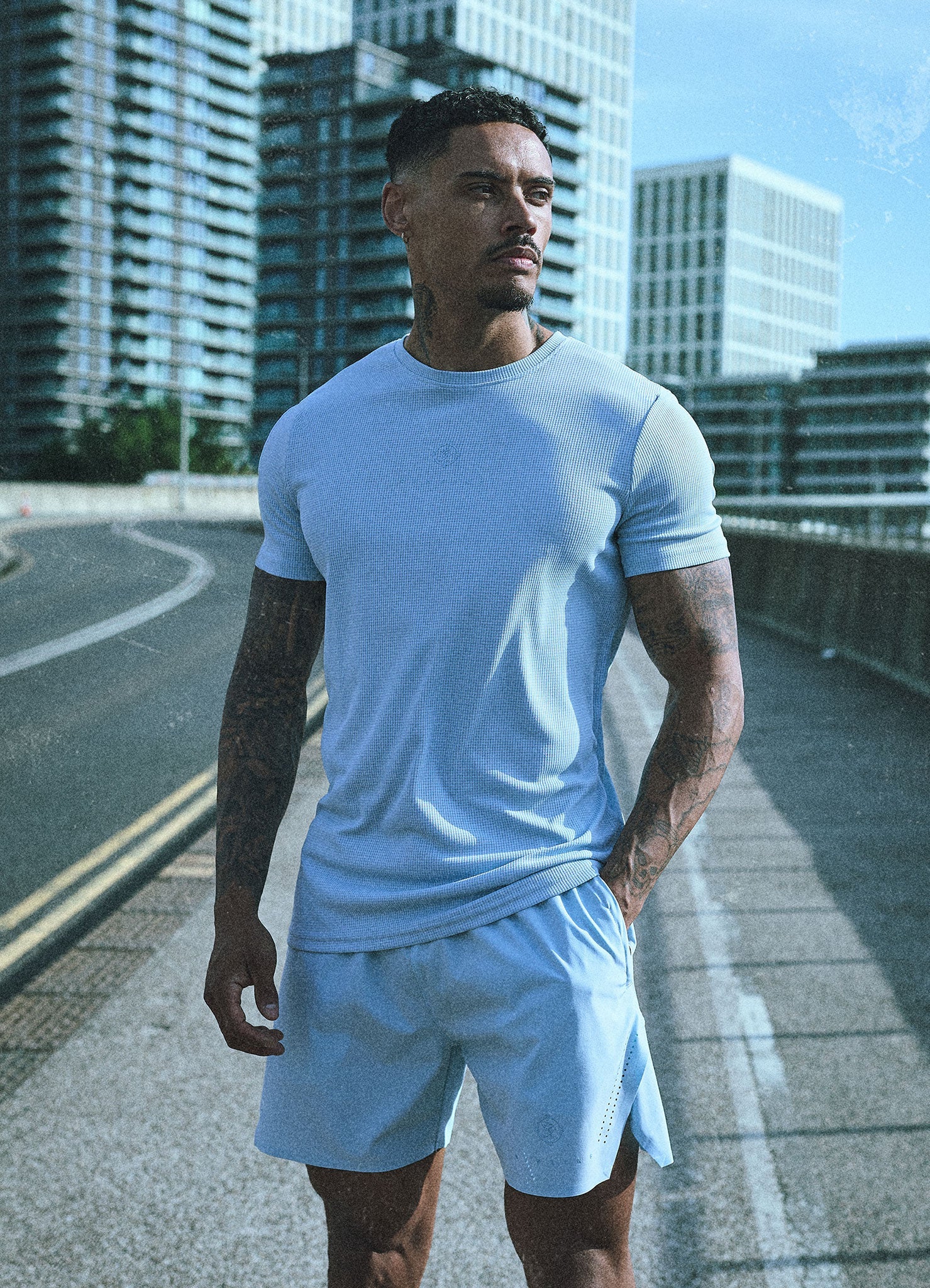 Gym King Rebellion Echo AOP Tee - Sky Blue