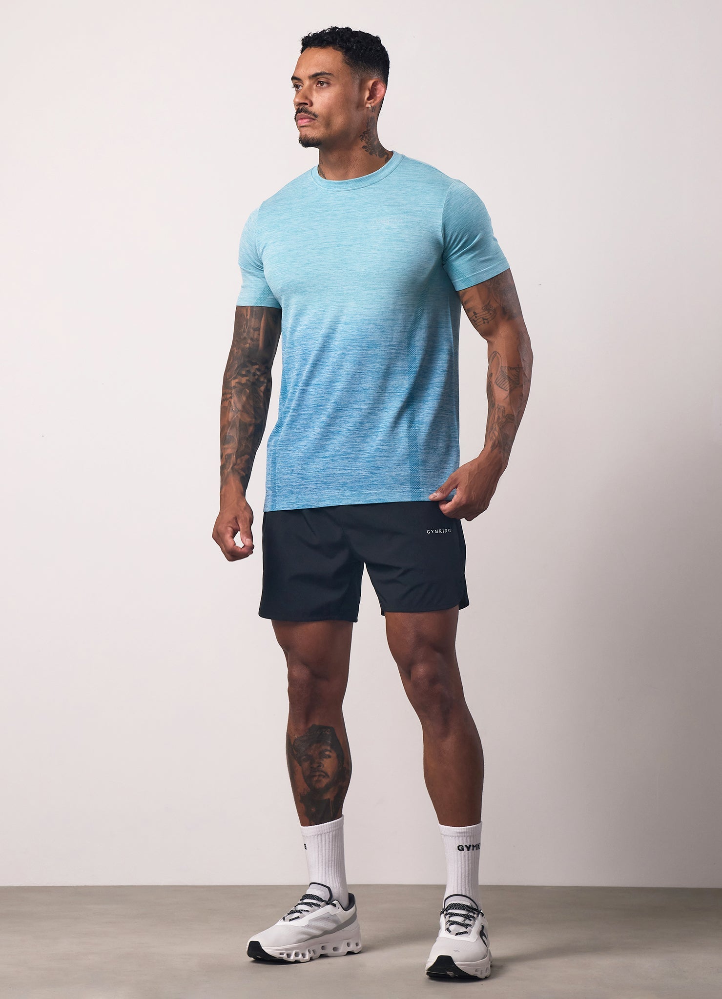 Gym King Relentless Ombre Seamless Tee - Sea Mist