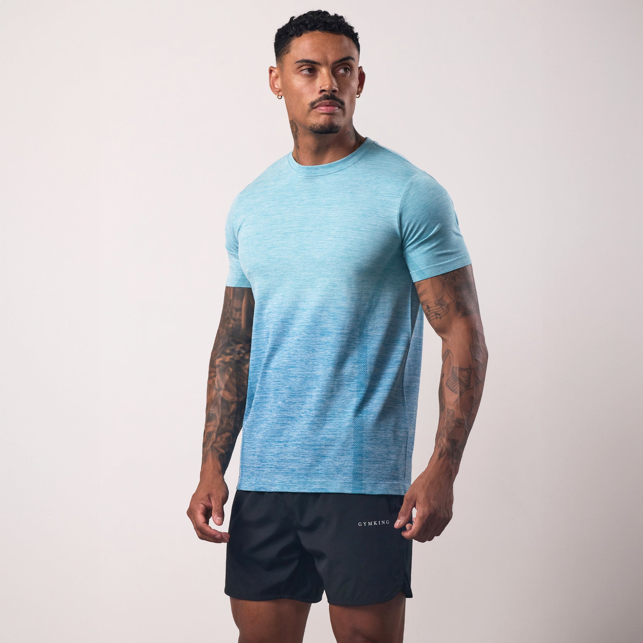 Gym King Relentless Ombre Seamless Tee - Sea Mist