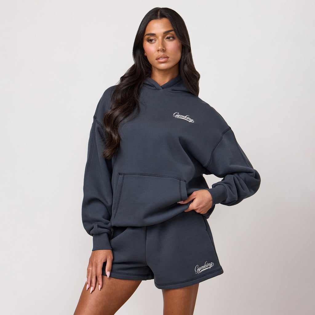 Gym King Renew Flatlock Hoodie - Midnight Blue