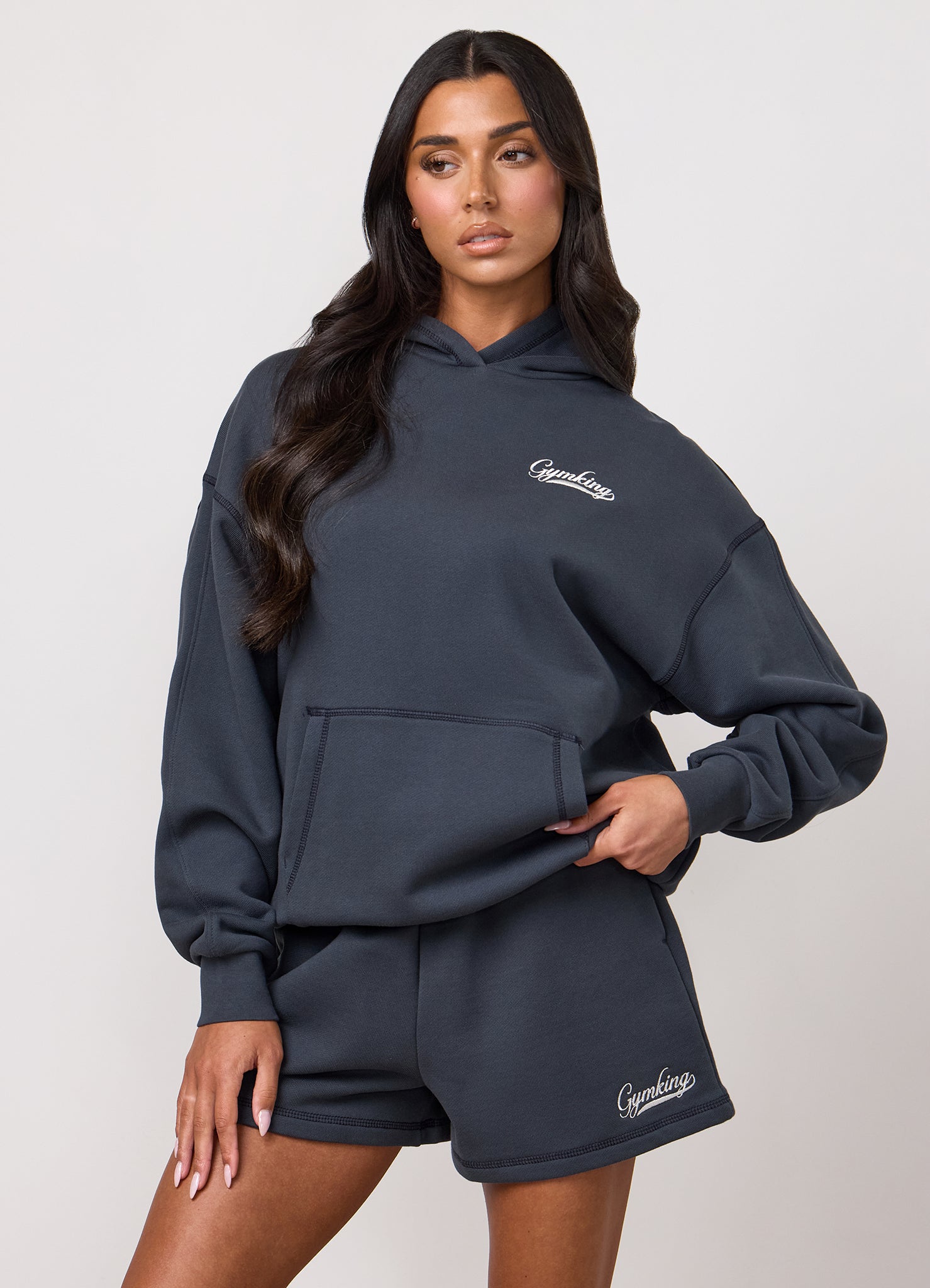 Gym King Renew Flatlock Hoodie - Midnight Blue