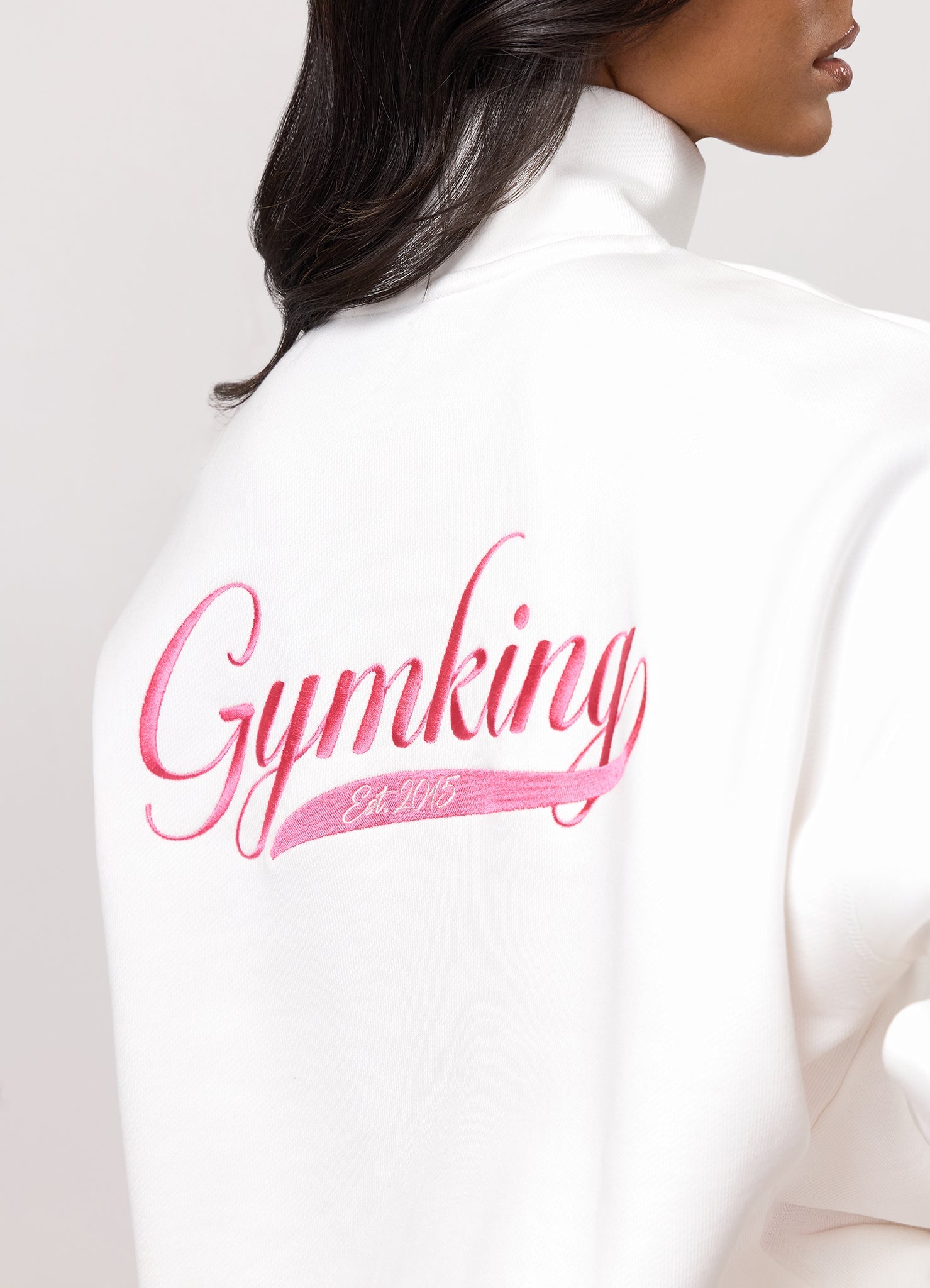 Gym King Renew Flatlock 1/4 Zip Funnel - Cream/Coral Punch