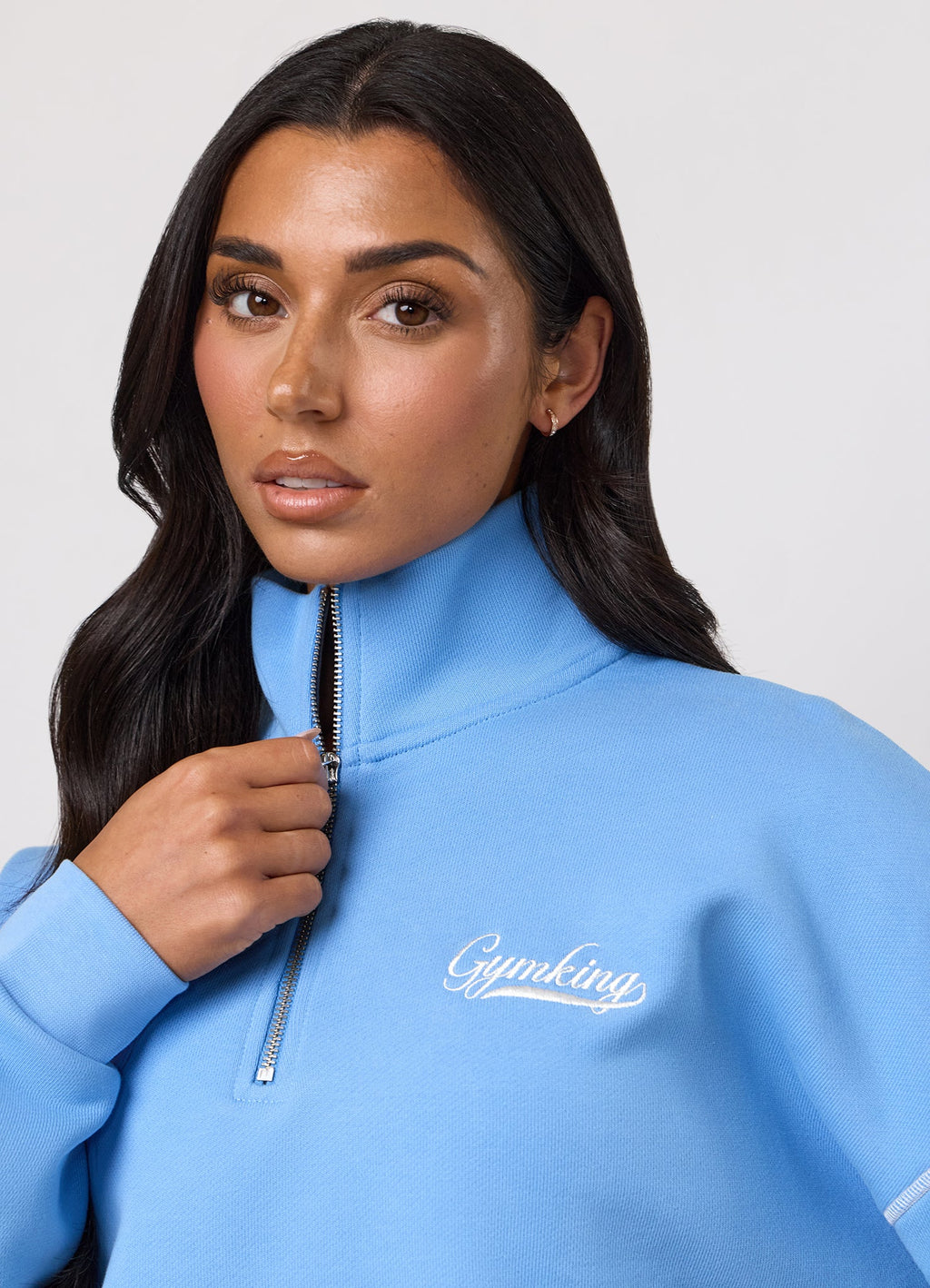 Gym King Renew Flatlock 1/4 Zip Funnel - Blue Cotton