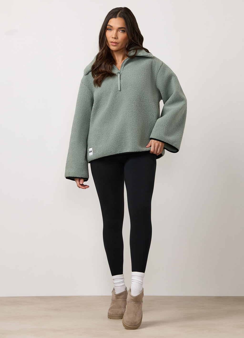 Gym King Replenish Borg Half Zip - Dusky Mint