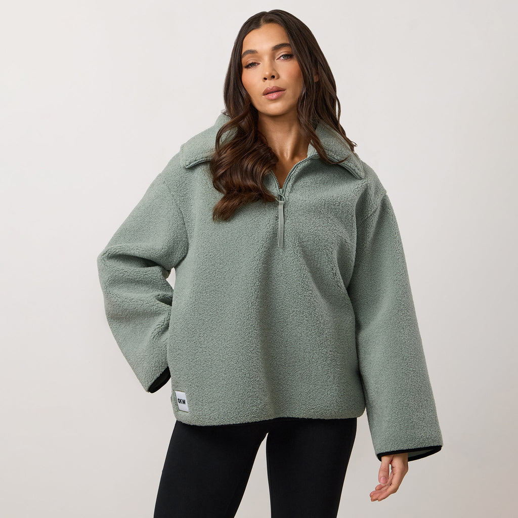 Gym King Replenish Borg Half Zip - Dusky Mint
