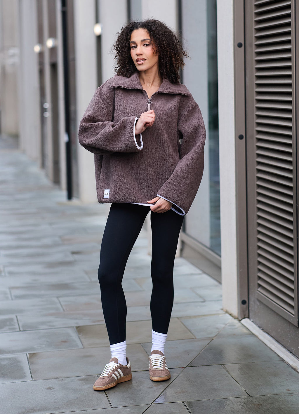 Gym King Replenish Borg Half Zip - Deep Mocha