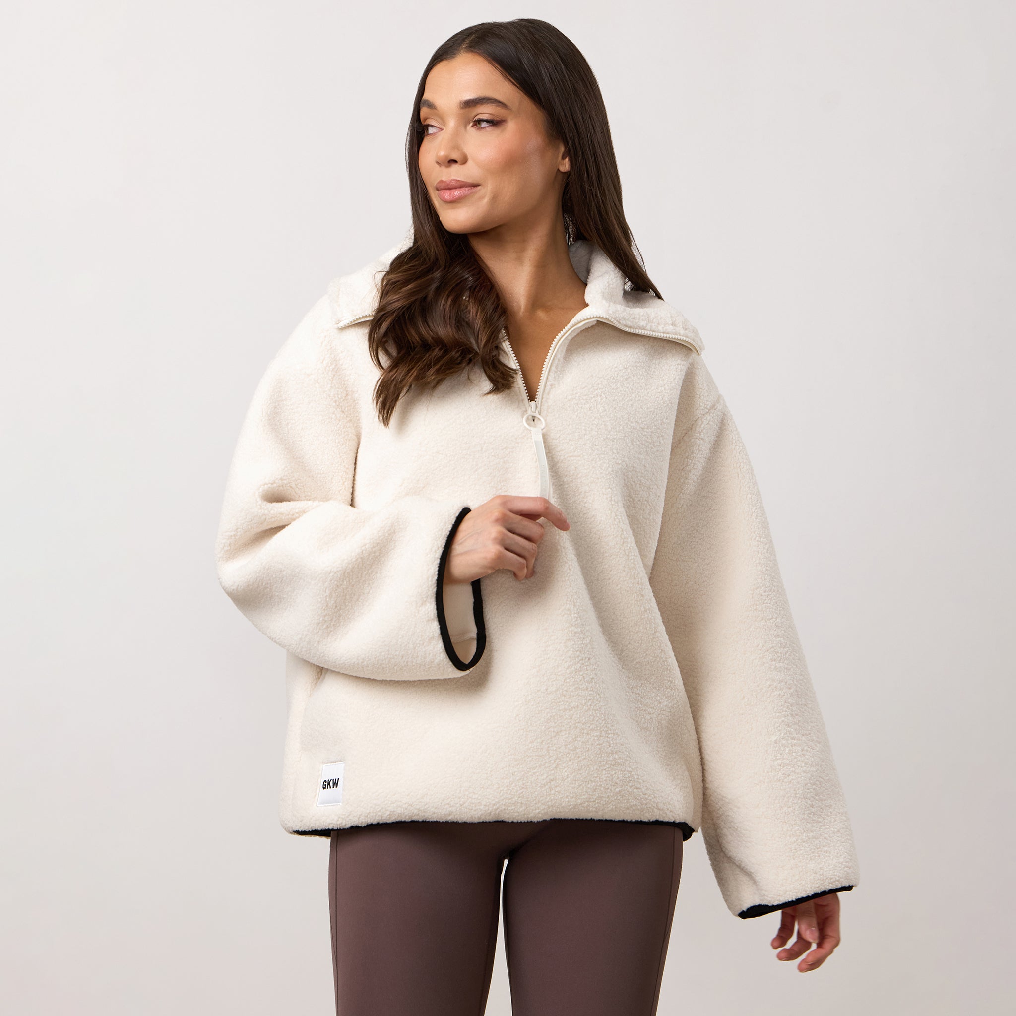 Gym King Replenish Borg Half Zip - Marshmallow