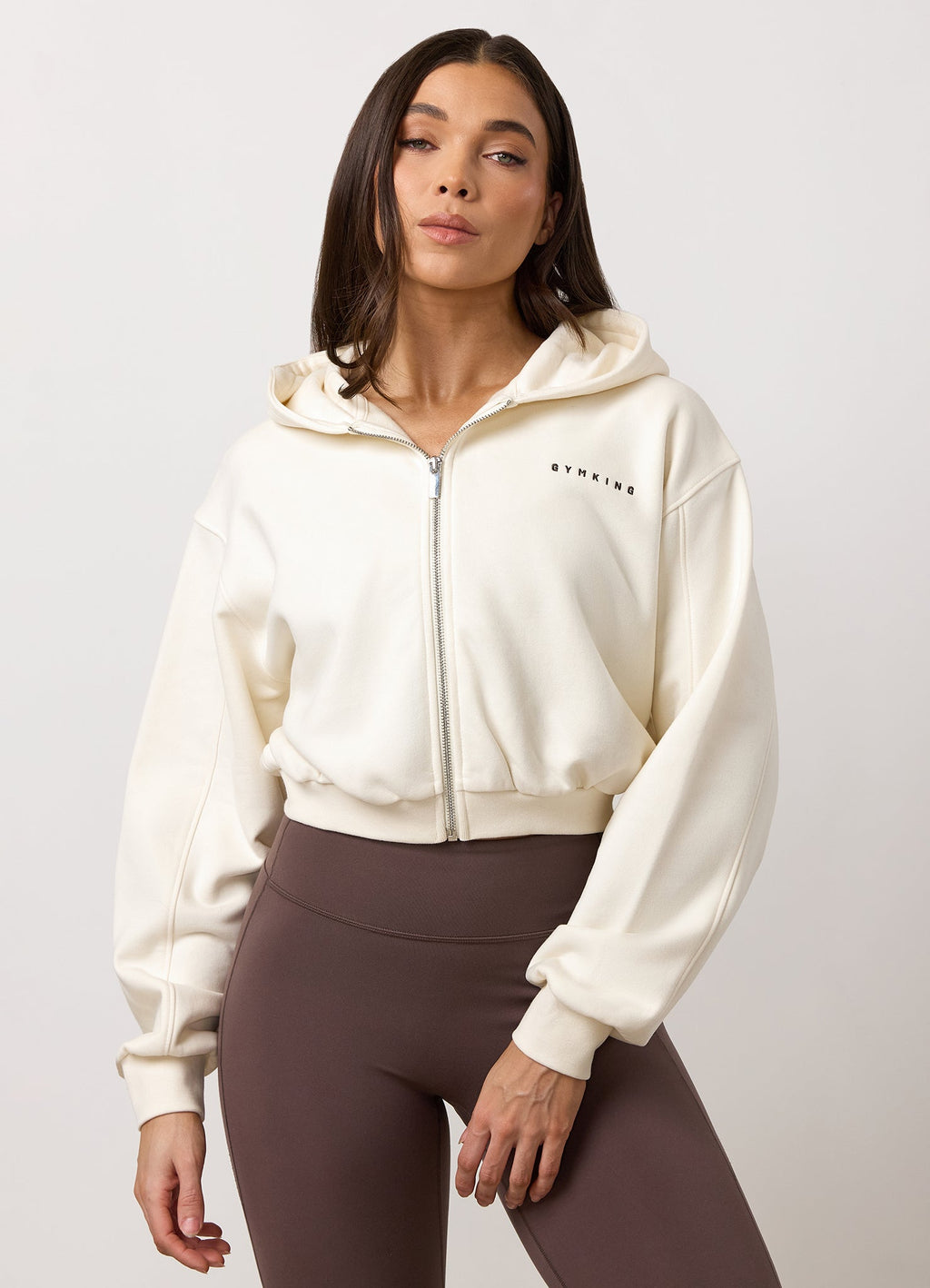 Gym King Replenish Peached Crop Hoodie - Marshmallow