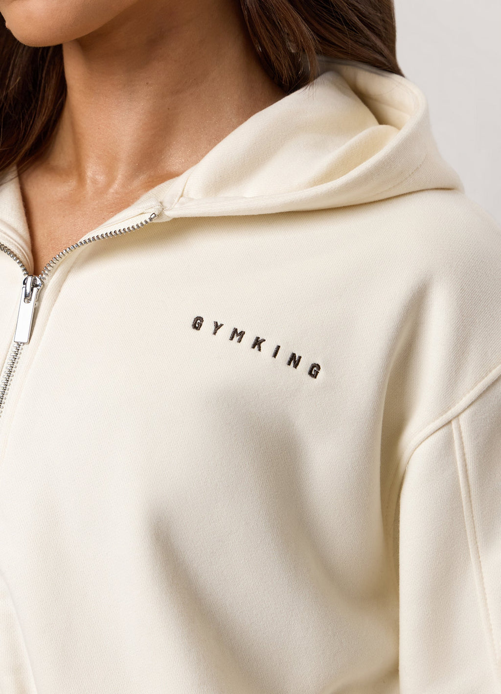Gym King Replenish Peached Crop Hoodie - Marshmallow