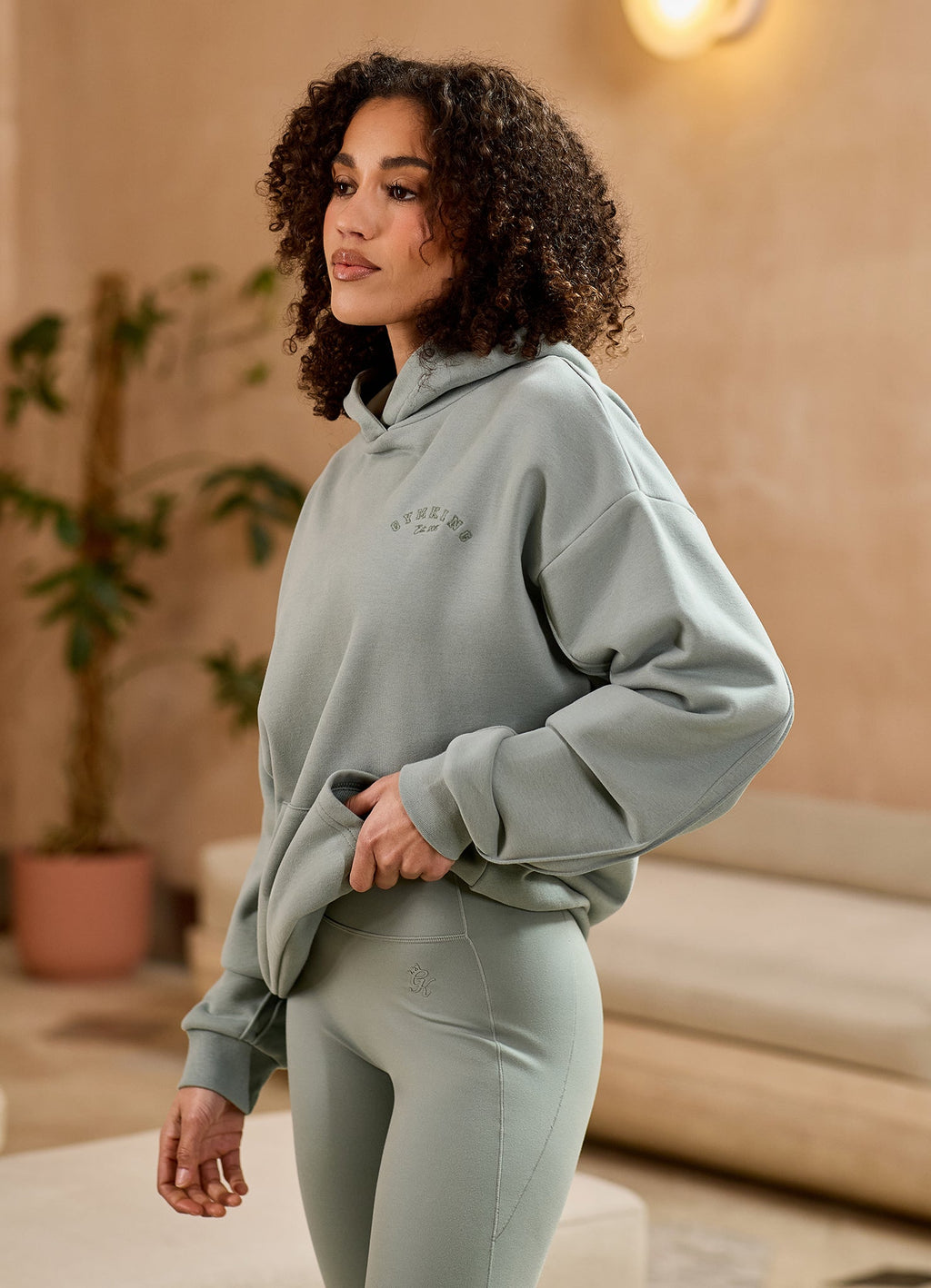 Gym King Replenish Peached Seam Hoodie - Brushed Sage