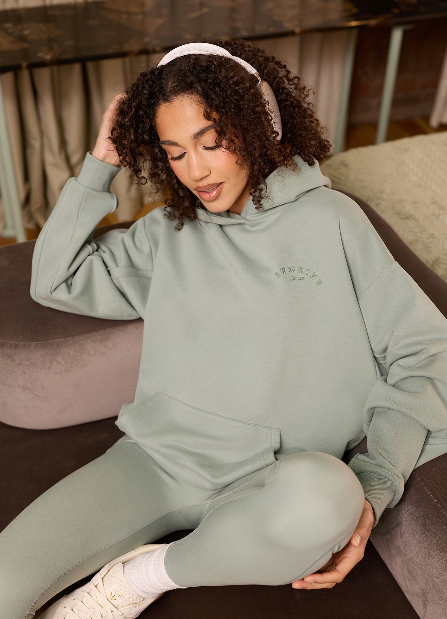 Gym King Replenish Peached Seam Hoodie - Brushed Sage