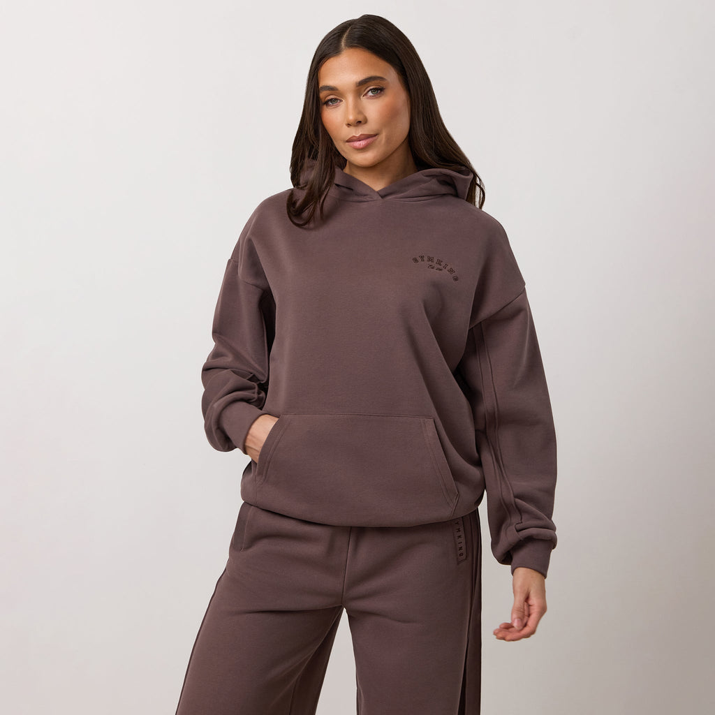 Gym King Replenish Peached Seam Hoodie - Deep Mocha