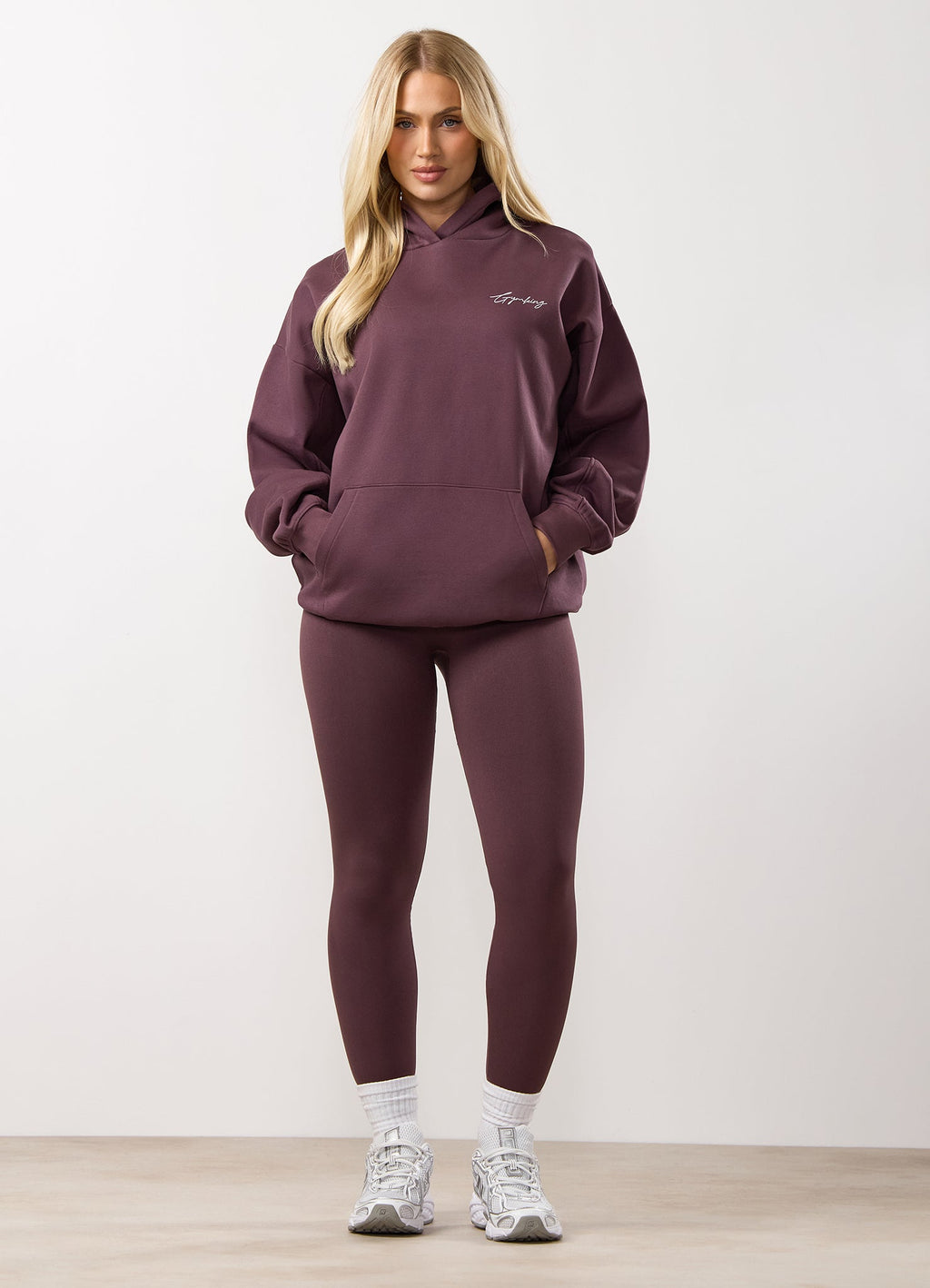 Gym King Reset Oversized Hoodie - Deep Plum