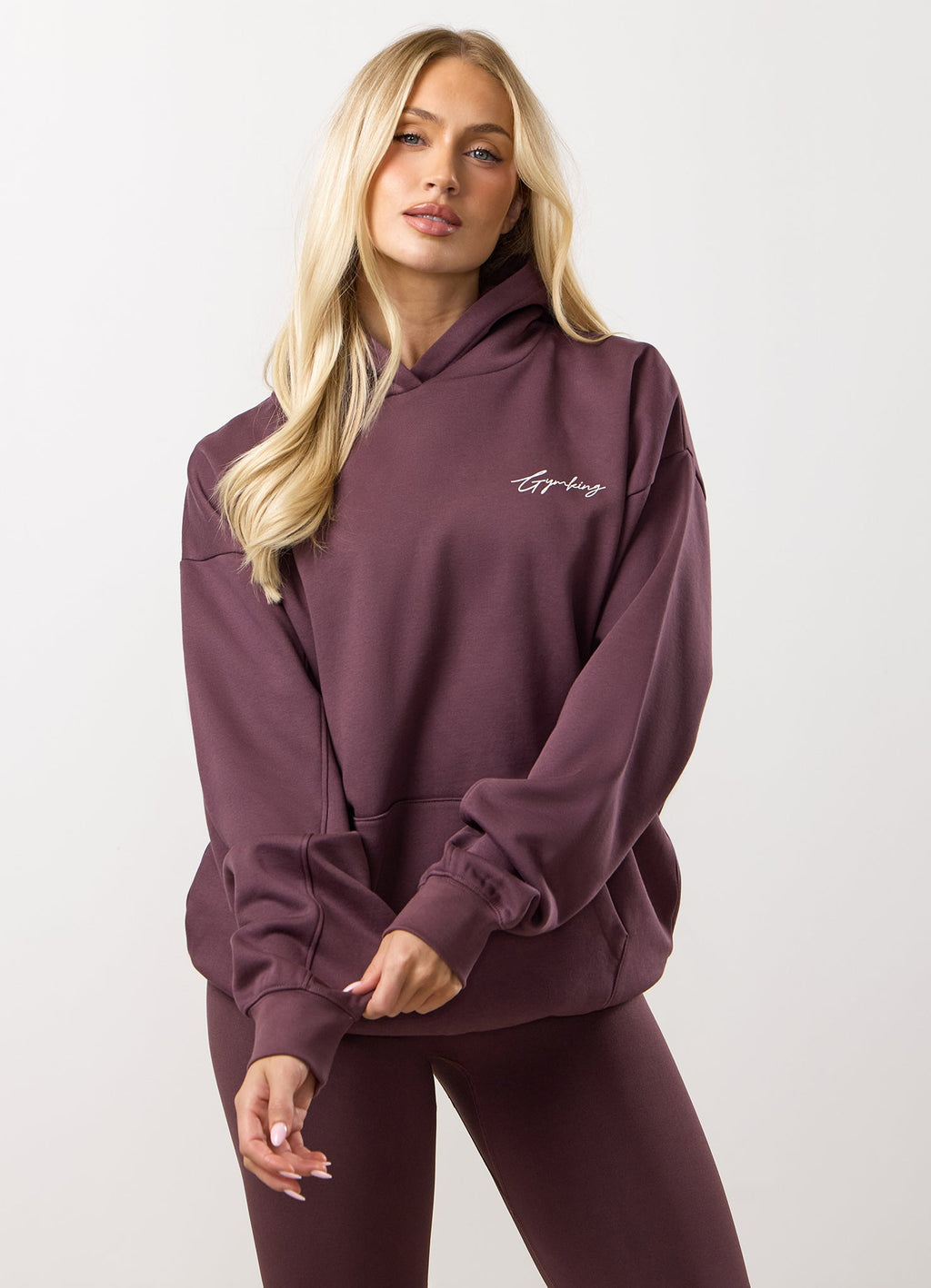 Gym King Reset Oversized Hoodie - Deep Plum