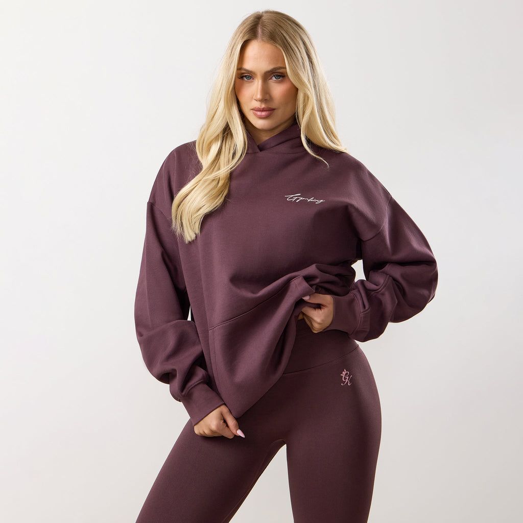 Gym King Reset Oversized Hoodie - Deep Plum