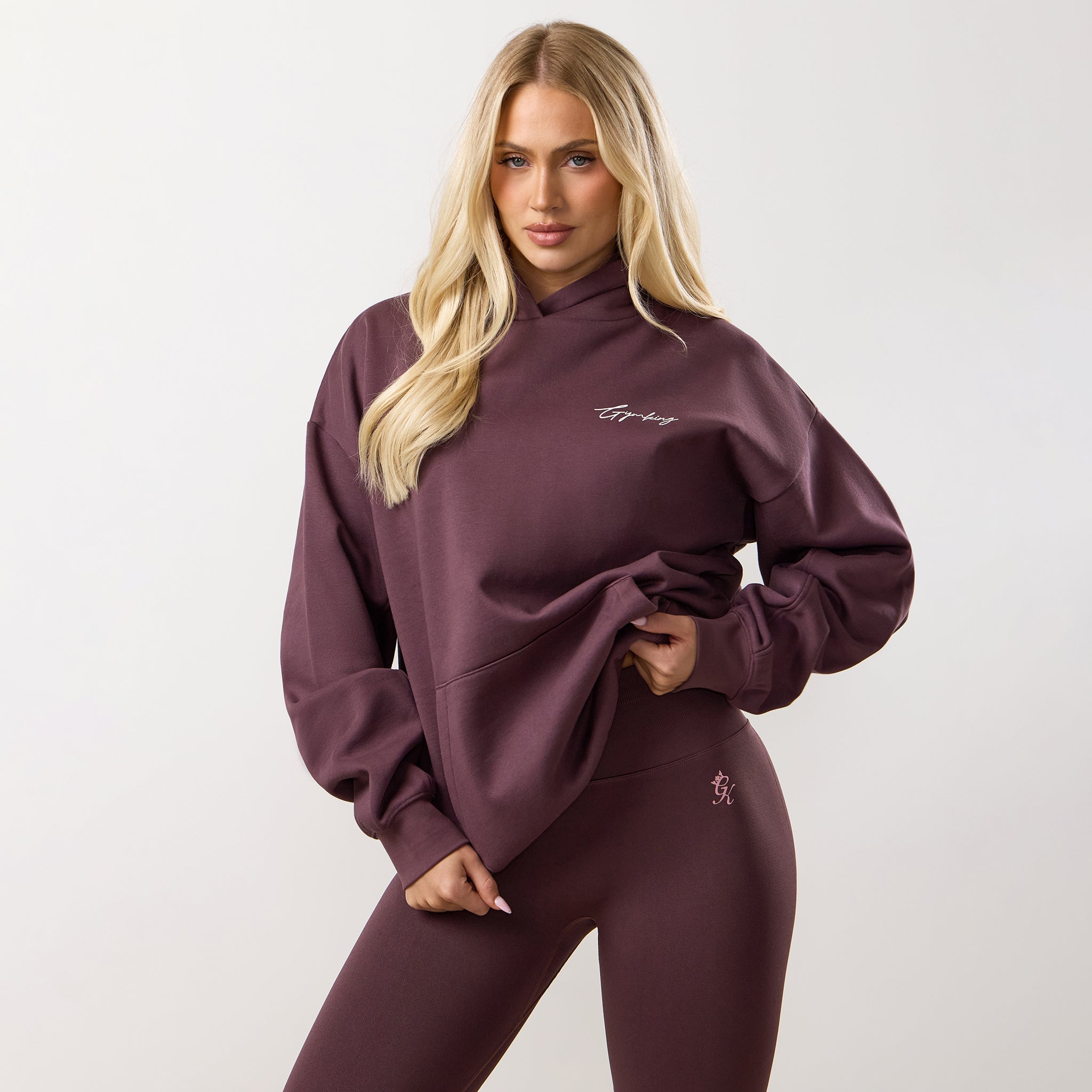 Gym King Reset Oversized Hoodie - Deep Plum