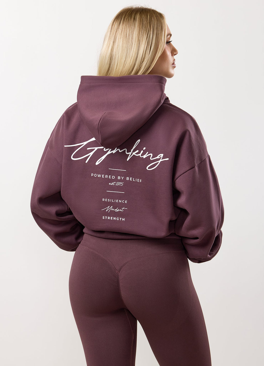 Gym King Reset Oversized Hoodie - Deep Plum