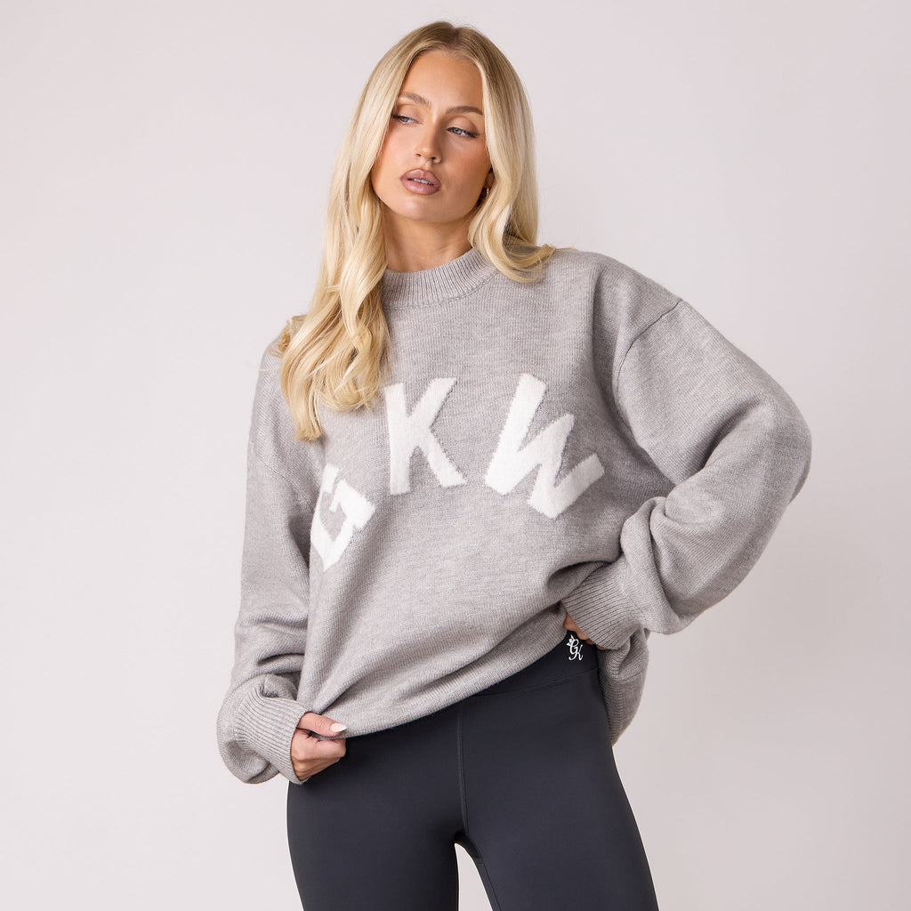 Gym King Restore Knit Crew - Light Grey Marl
