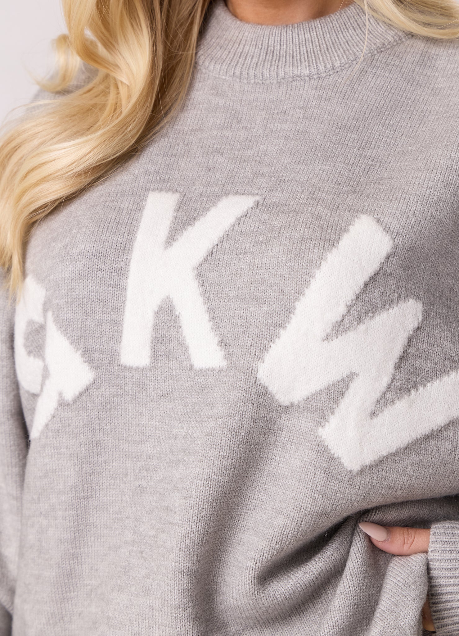 Gym King Restore Knit Crew - Light Grey Marl
