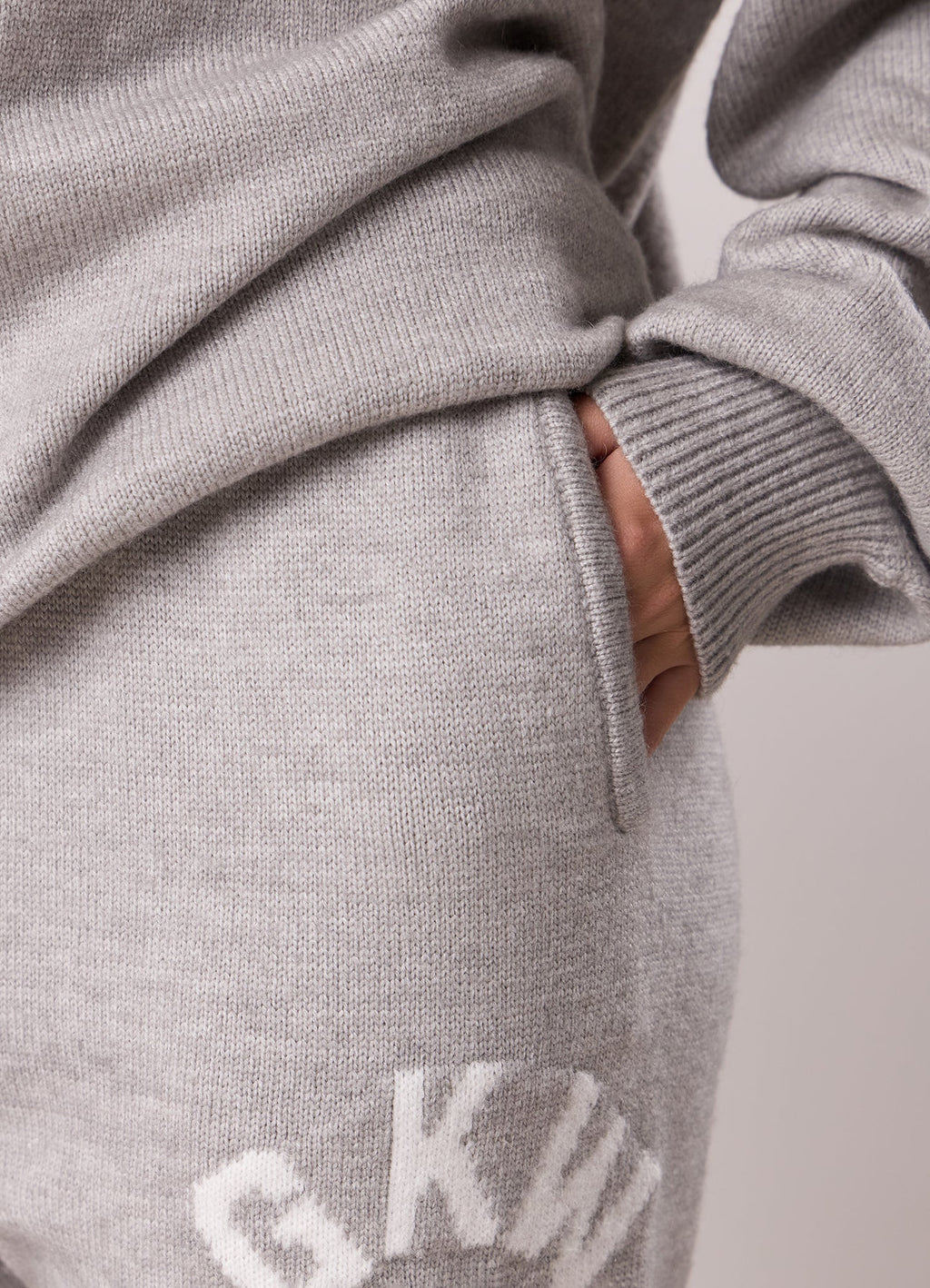 Gym King Restore Knit Straight Leg Jogger - Light Grey Marl