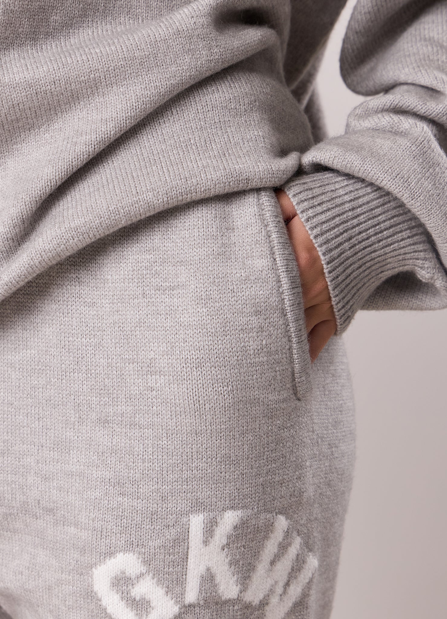 Gym King Restore Knit Straight Leg Jogger - Light Grey Marl
