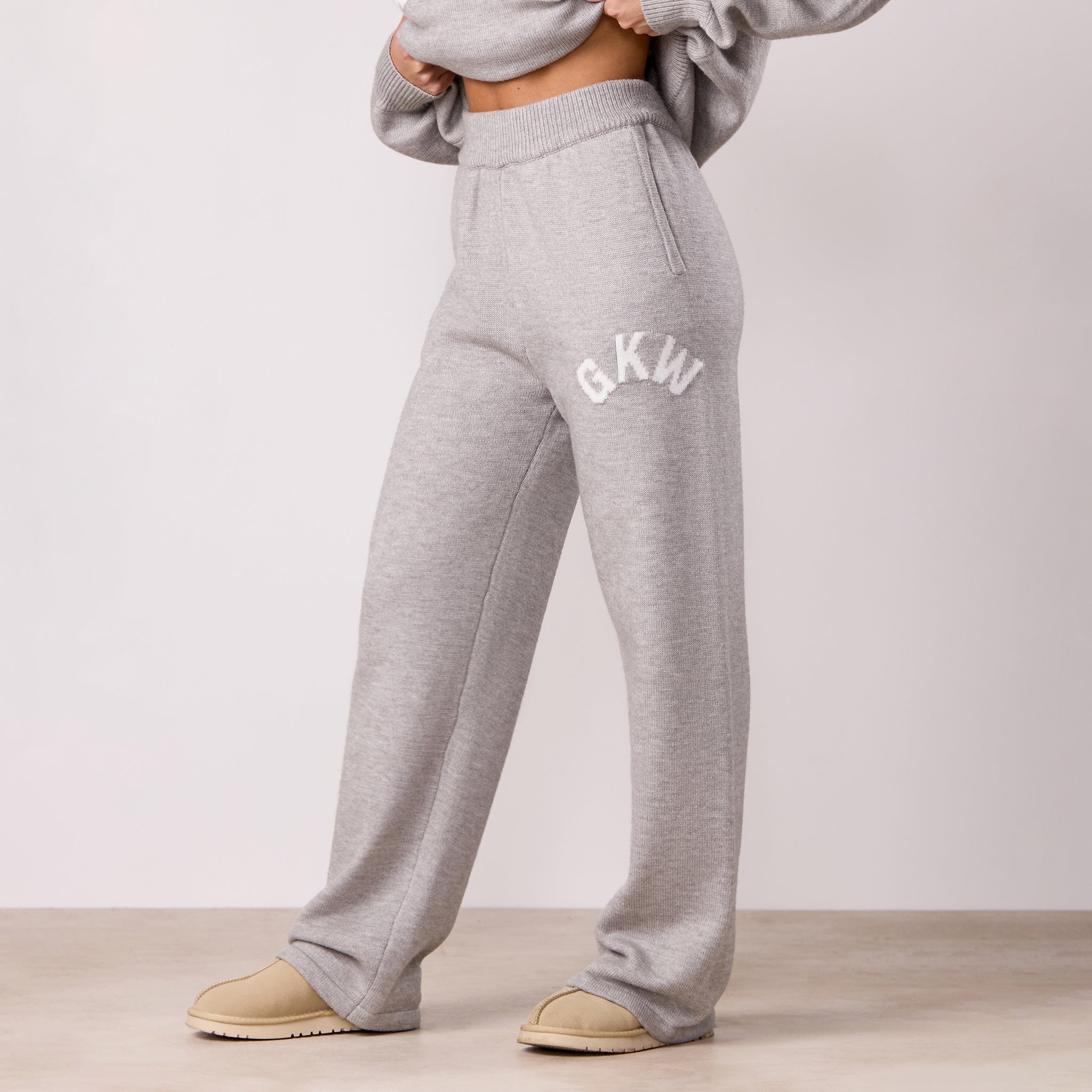 Gym King Restore Knit Straight Leg Jogger - Light Grey Marl