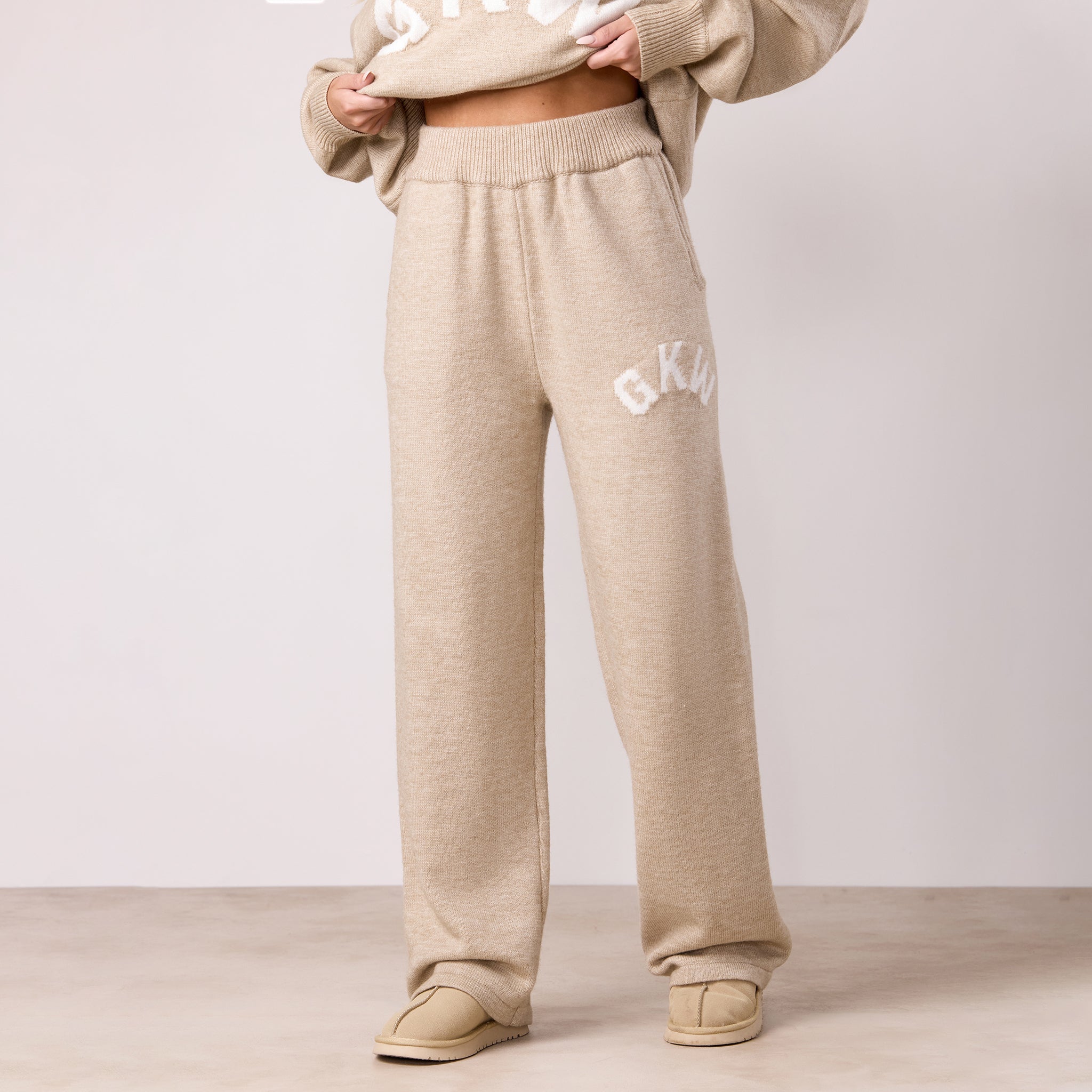 Gym King Restore Knit Straight Leg Jogger - Oatmeal Marl