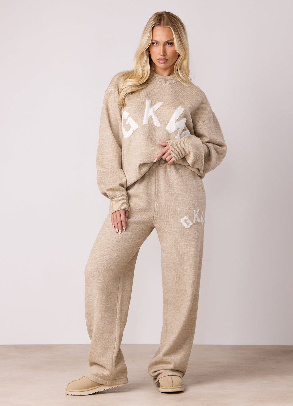 Gym King Restore Knit Straight Leg Jogger - Oatmeal Marl