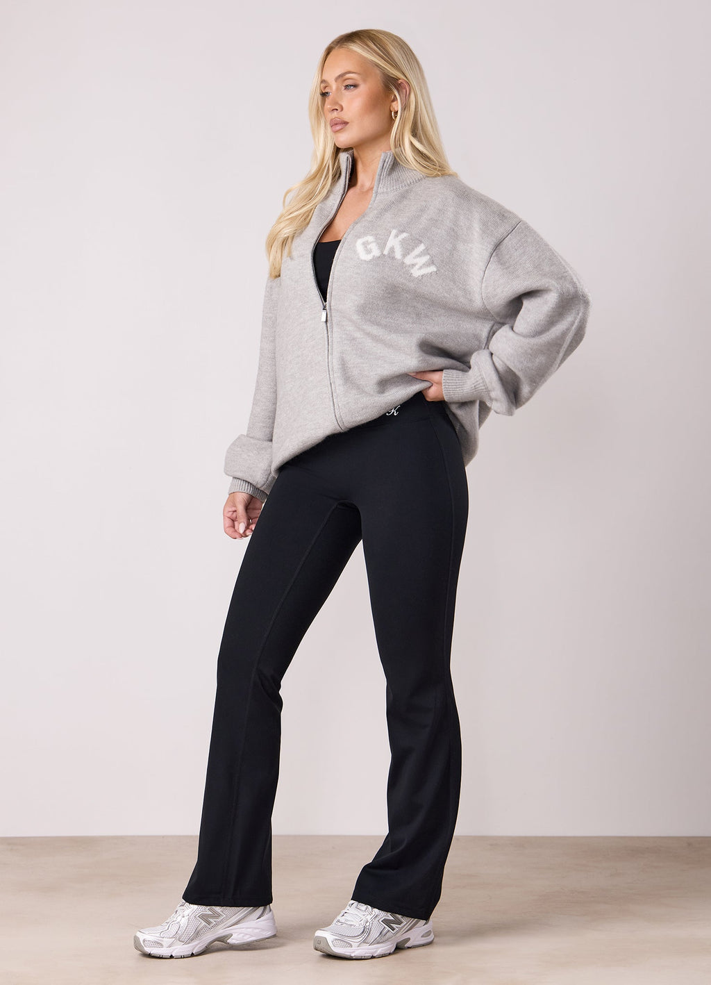 Gym King Restore Knit Full Zip Funnel - Light Grey Marl