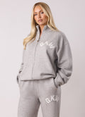 Gym King Restore Knit Full Zip Funnel - Light Grey Marl