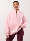 Gym King Restore Knit 1/4 Zip Funnel - Peach Blush