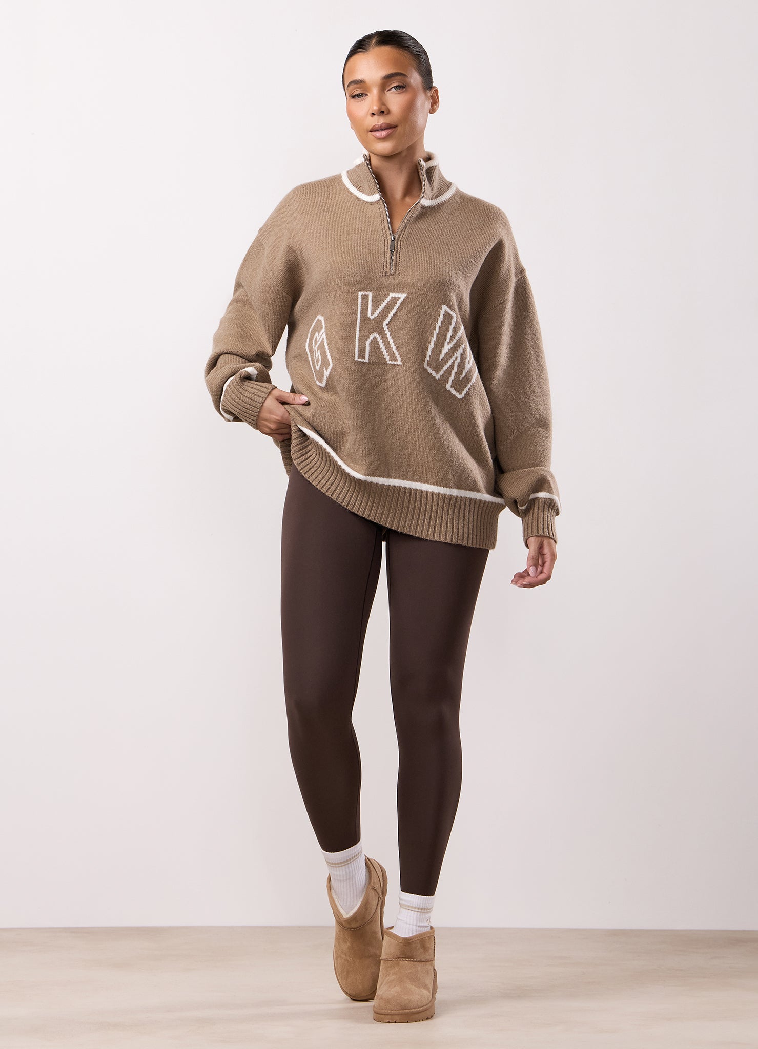 Gym King Restore Knit 1/4 Zip Funnel - Truffle