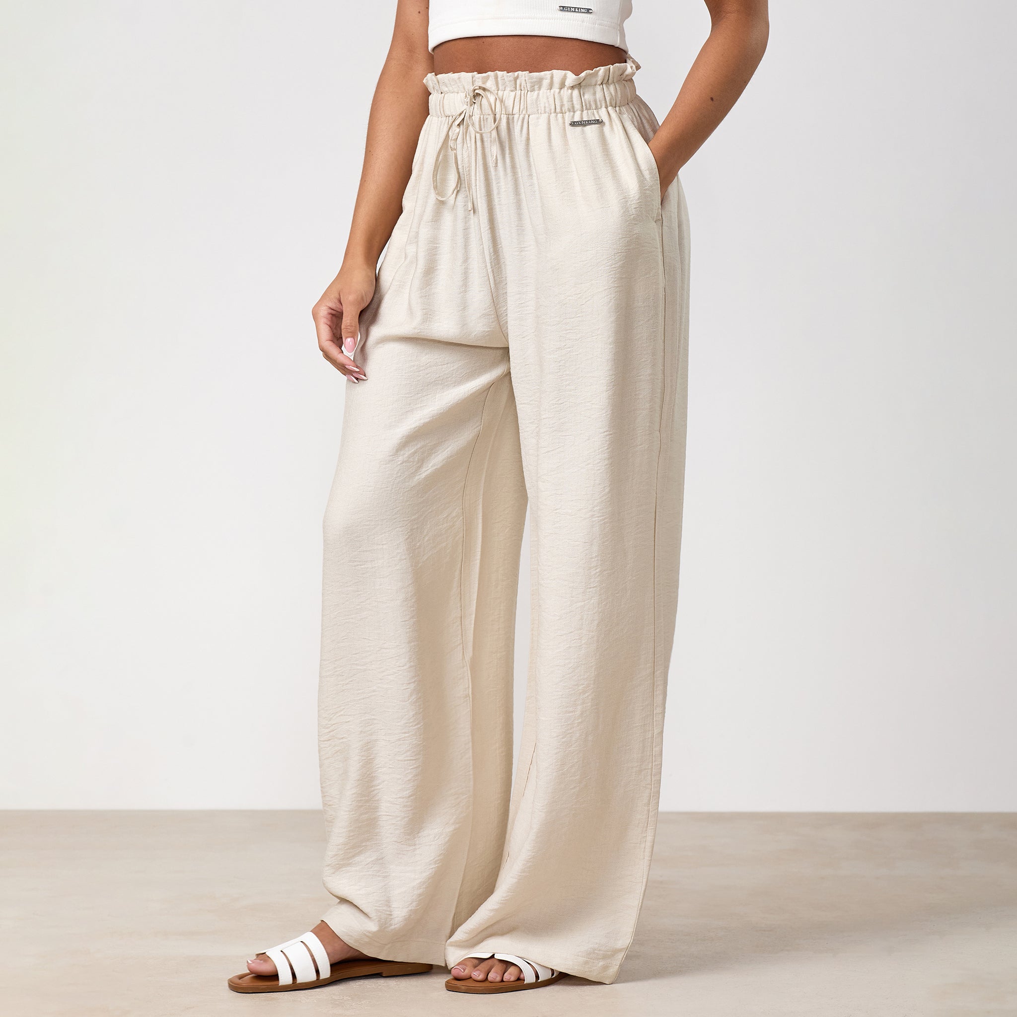Gym King Signature Woven Paper Bag Trousers Petite - Warm Linen
