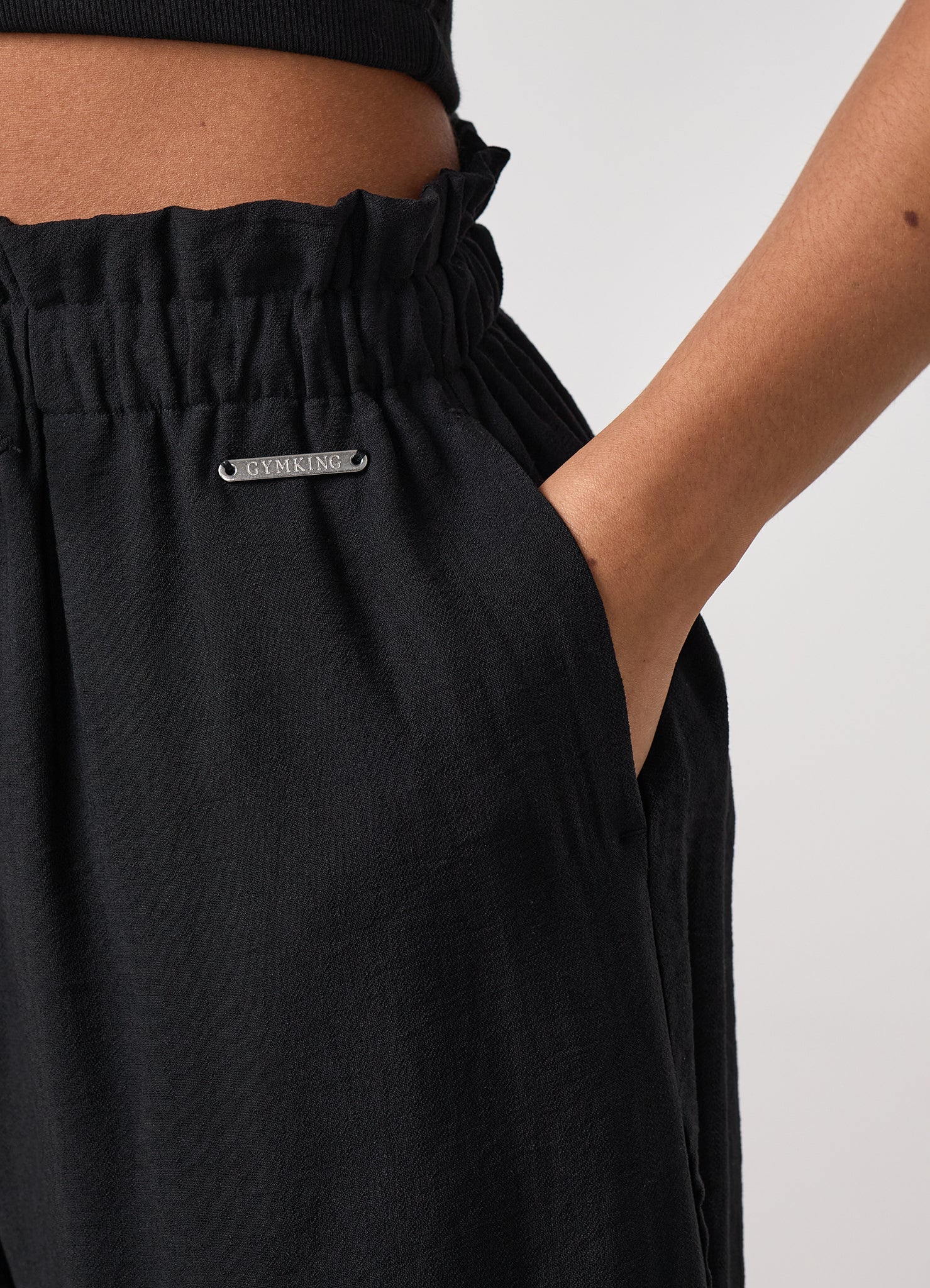 Gym King Signature Woven Paper Bag Trousers Petite - Black
