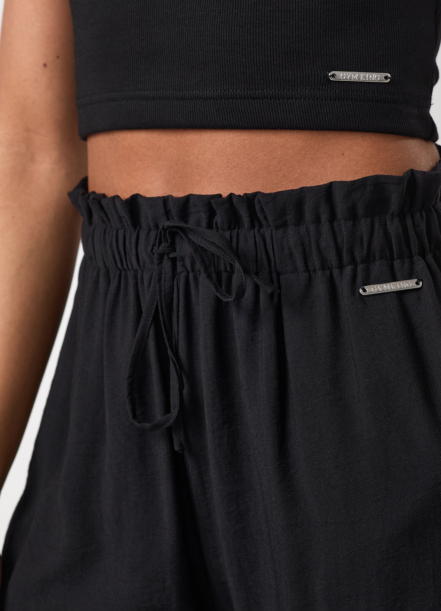 Gym King Signature Woven Paper Bag Trousers Petite - Black