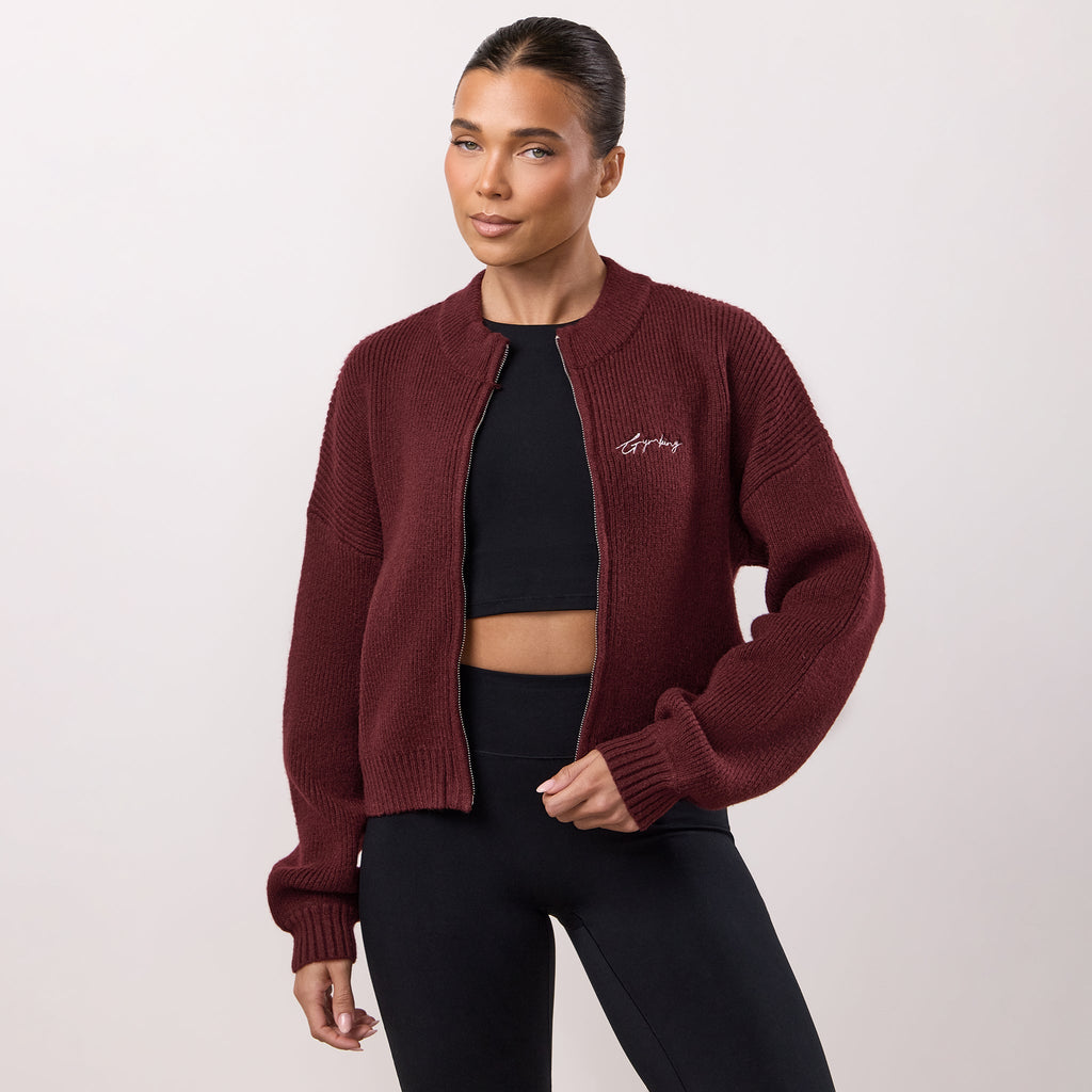 Gym King Rib Knit Full Zip Jacket - Fig