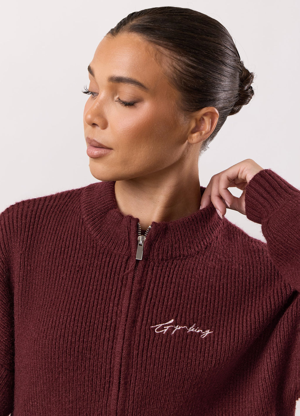 Gym King Rib Knit Full Zip Jacket - Fig