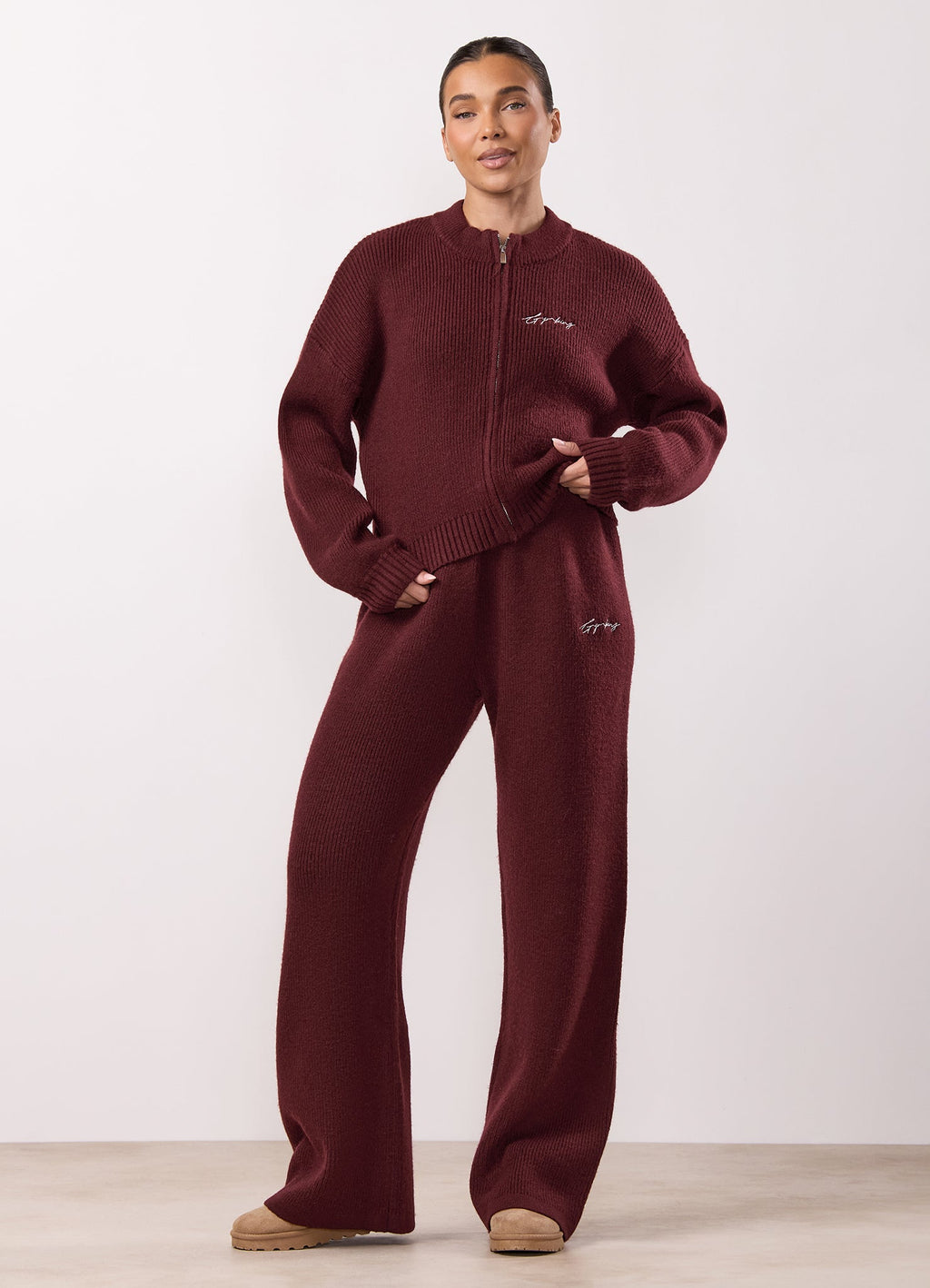 Gym King Rib Knit Full Zip Jacket - Fig